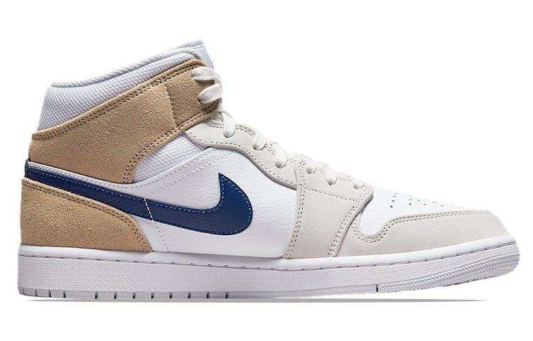 Image of Air Jordan 1 Mid 'White Khaki Blue Void' DO6726-100