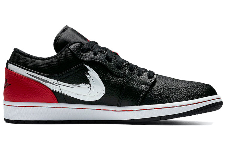 Image of Air Jordan 1 Low 'Brushstroke Swoosh - Black Red' DA4659-001