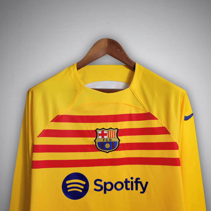 Image of 23/24 FC Barcelona Long Sleeve Away Kit - Premium Quality Jersey at FootballPrestige.com