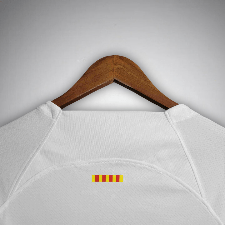 Image of 23/24 FC Barcelona White Long Sleeve Away Kit - Premium Quality Jersey at FootballPrestige.com