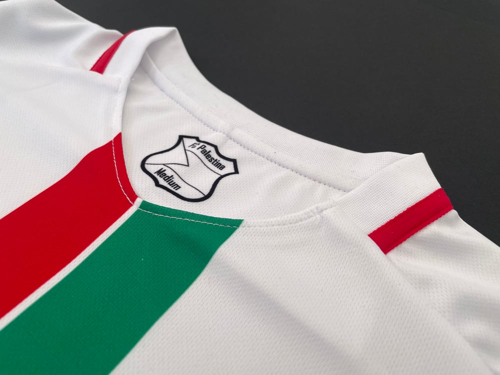 Palestine White Centre Striped (Red/Green English) Football Shirt