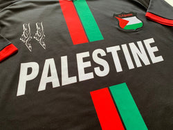 Image of Palestine Black Centre Striped (Red/Green English) Football Shirt