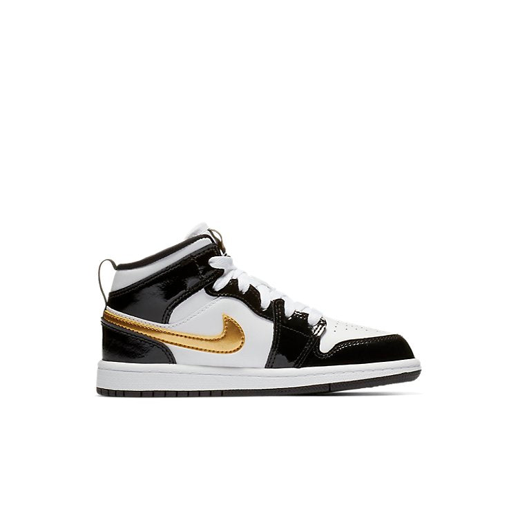 (PS) Air Jordan 1 Mid Patent 'Black Gold' BQ6932-007