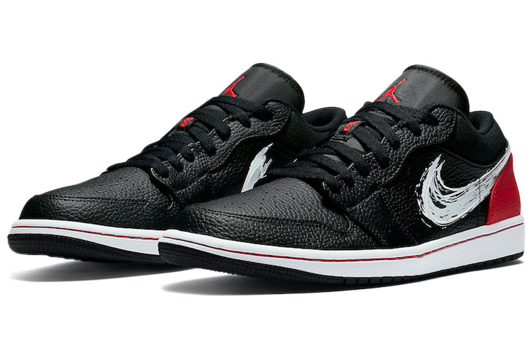 Image of Air Jordan 1 Low 'Brushstroke Swoosh - Black Red' DA4659-001