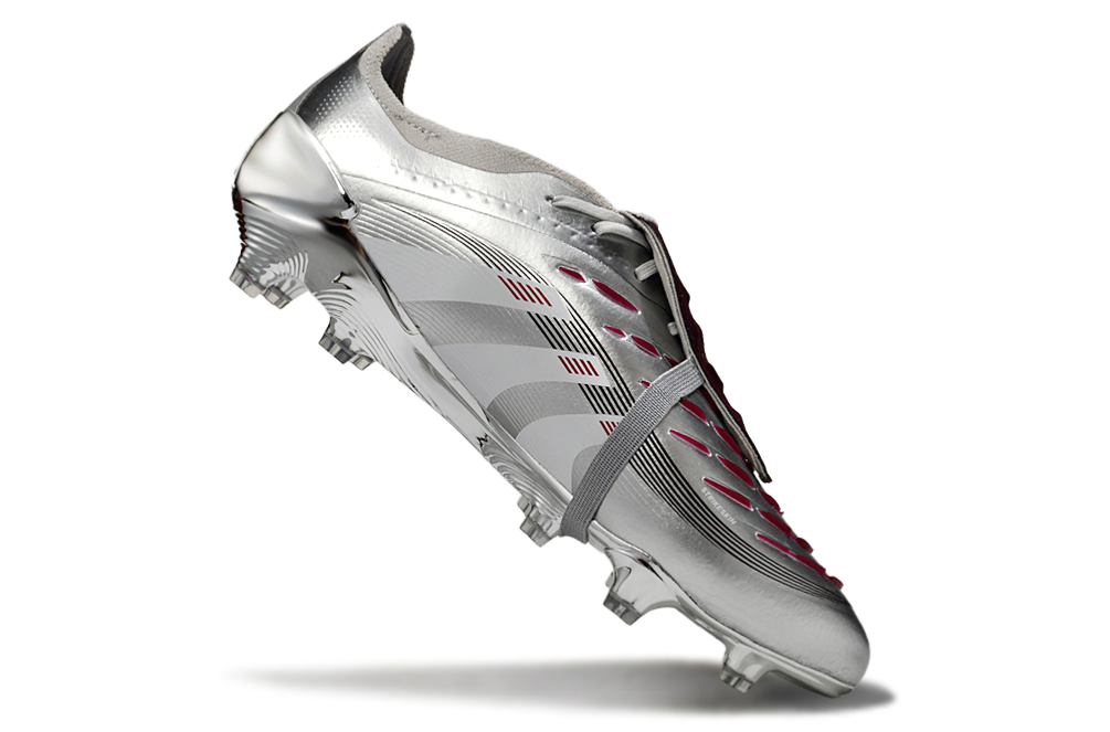 Image of Adidas Predator Elite Fold-over Tongue FG JUDE BELLINGHAM Chrome Dream - Silver Metallic/Legacy Burgundy/Maroon Limited Edition