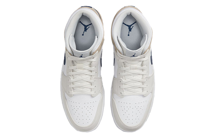 Image of Air Jordan 1 Mid 'White Khaki Blue Void' DO6726-100
