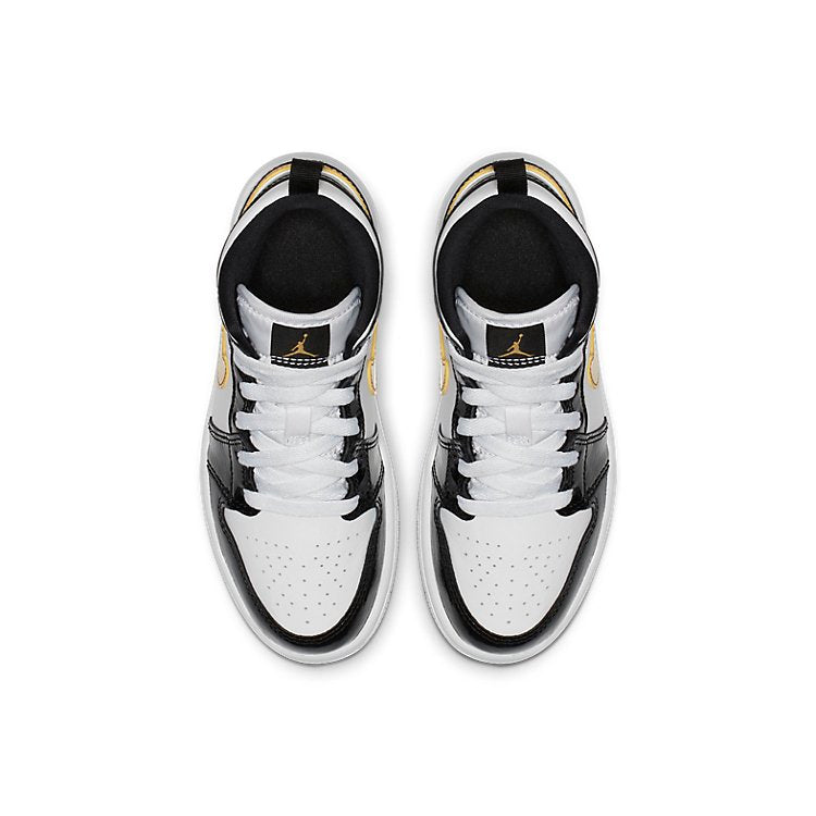 Image of (PS) Air Jordan 1 Mid Patent 'Black Gold' BQ6932-007