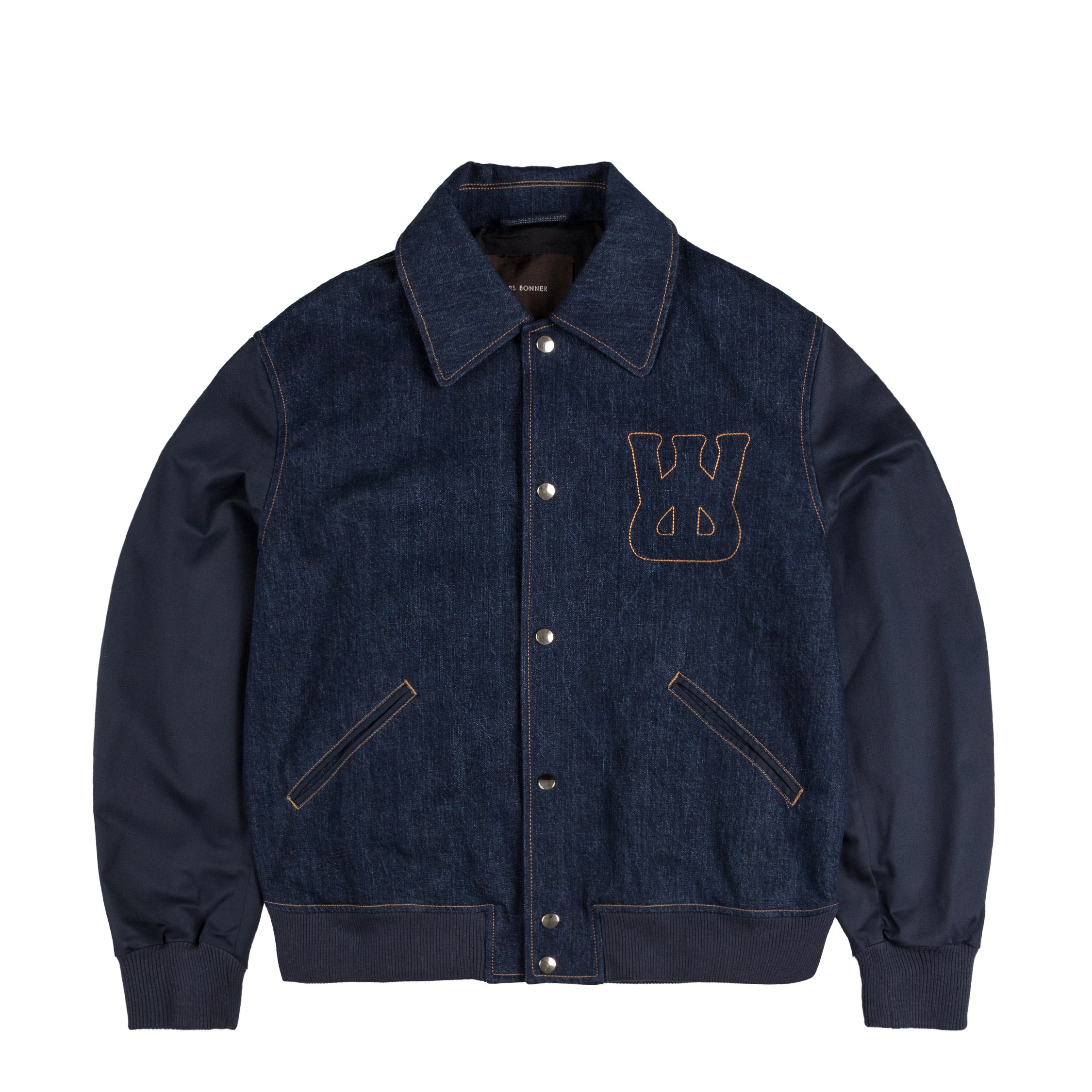 Image of Wales Bonner Echo Denim Varsity Jacket
