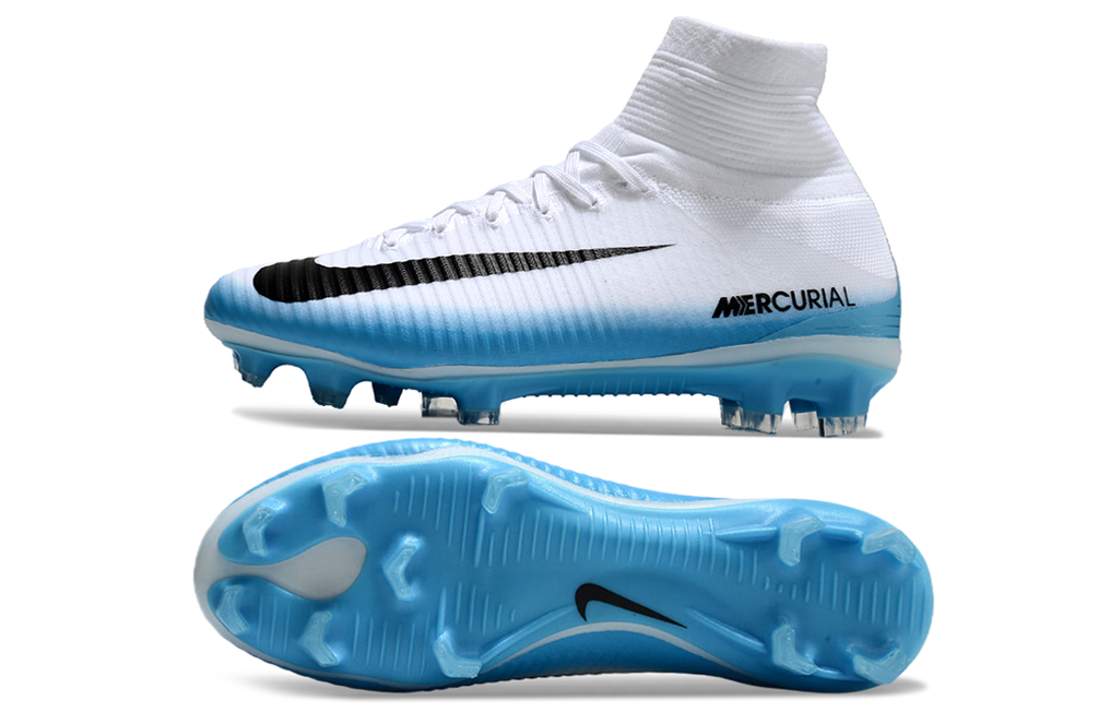 Image of Nike Air Zoom Mercurial Superfly V Elite FG “Blanco Azul”