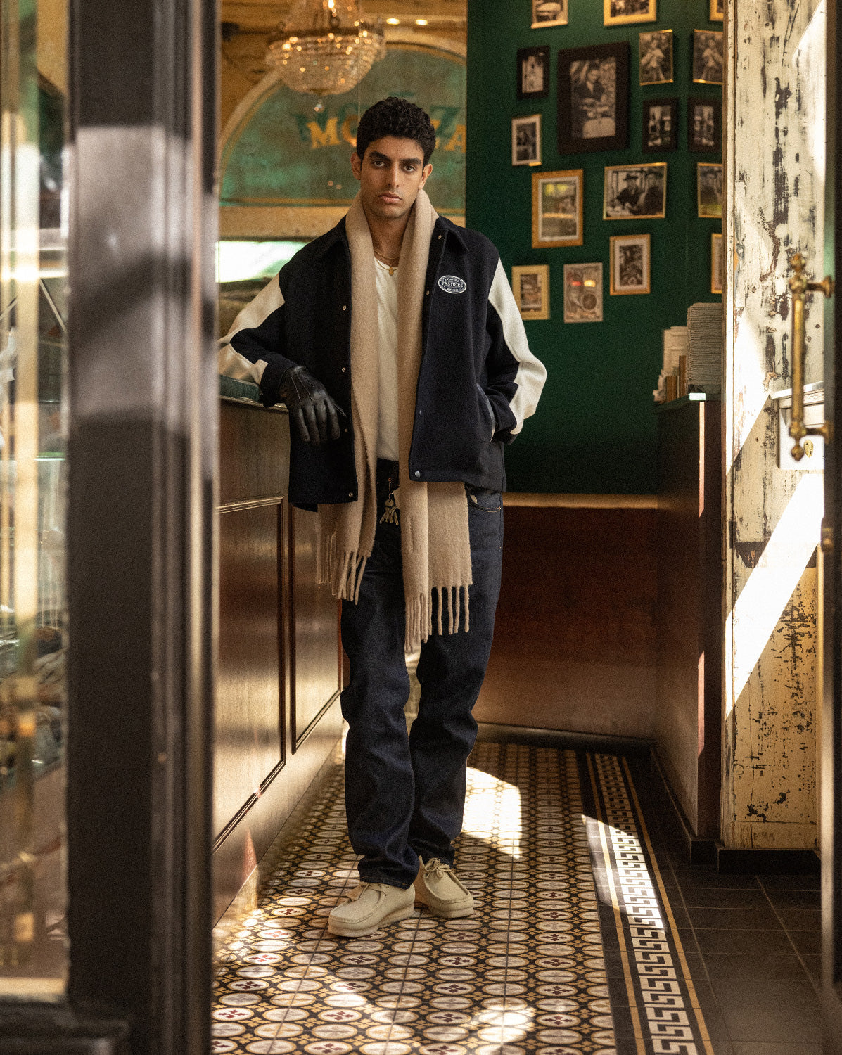 Image of Asphaltgold Third Place Varsity Jacket onfeet