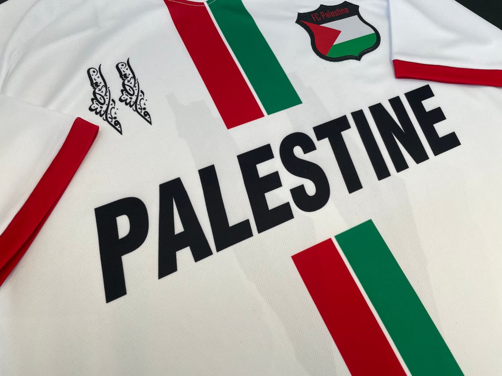 Palestine White Centre Striped (Red/Green English) Football Shirt