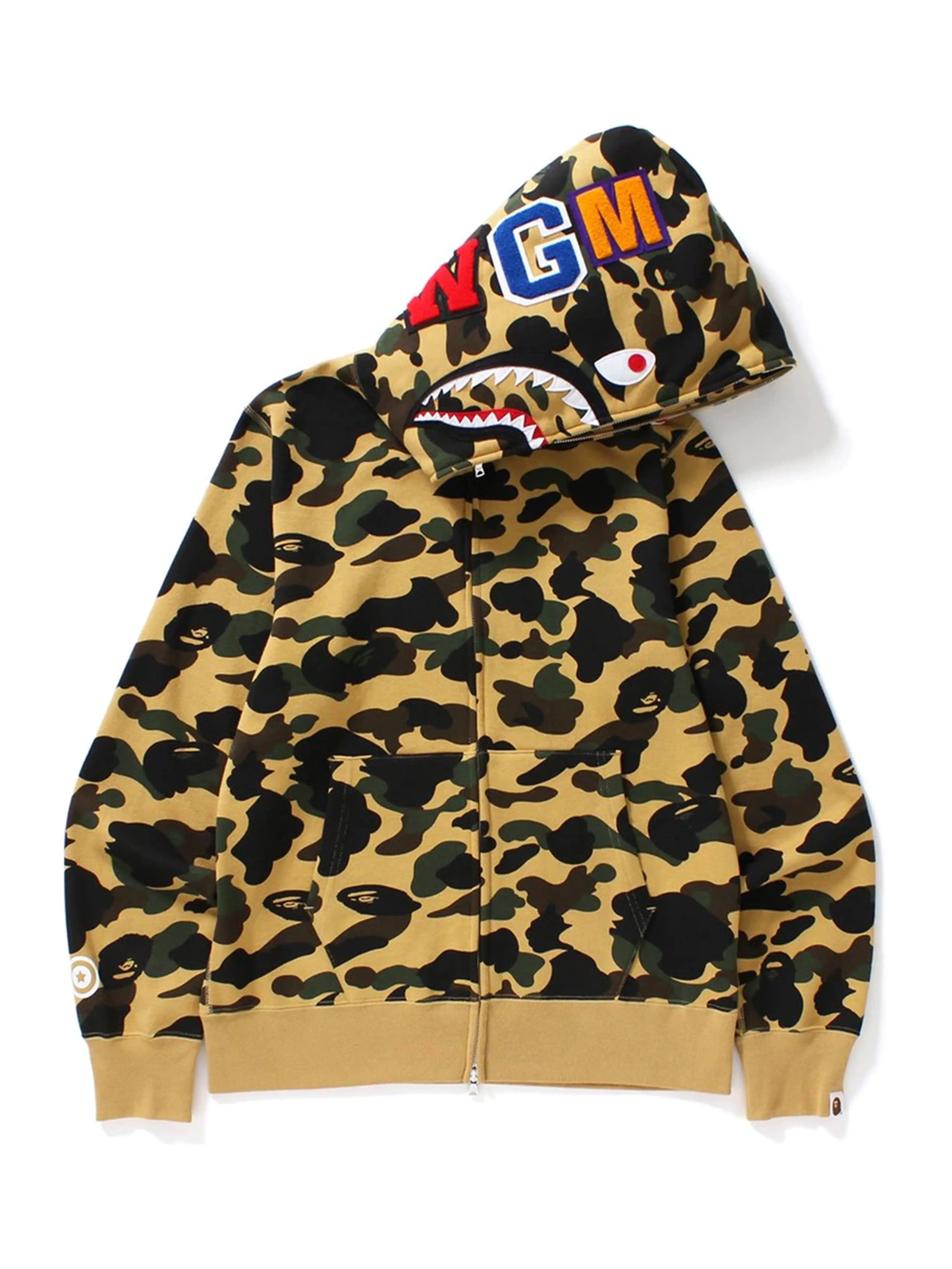 Image of A Bathing Ape 1st Camo Shark Full Zip Hoodie Yellow [FW18] Prior