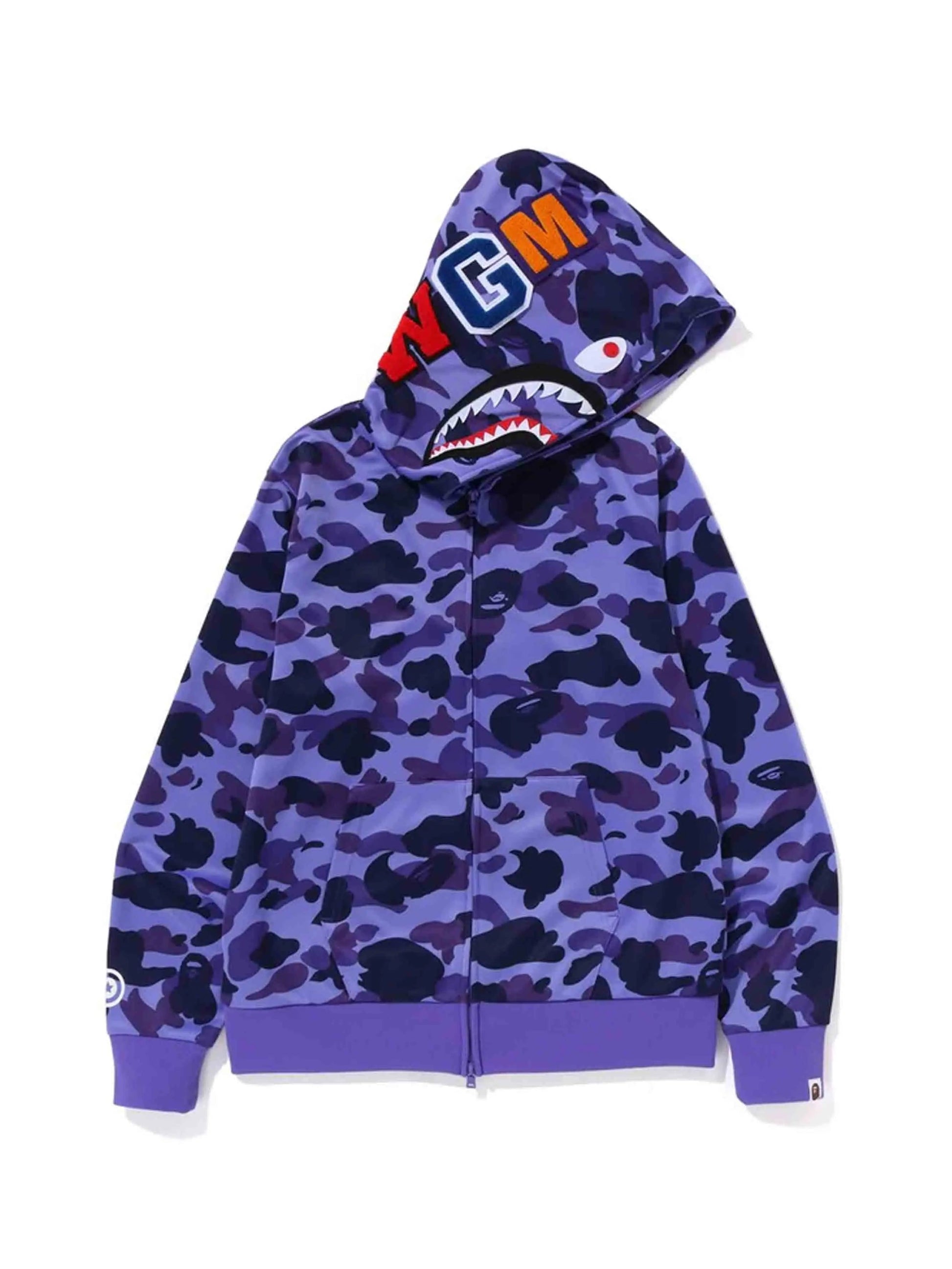 A Bathing Ape BAPE 1st Camo Jersey Shark Full Zip Hoodie Purple Prior