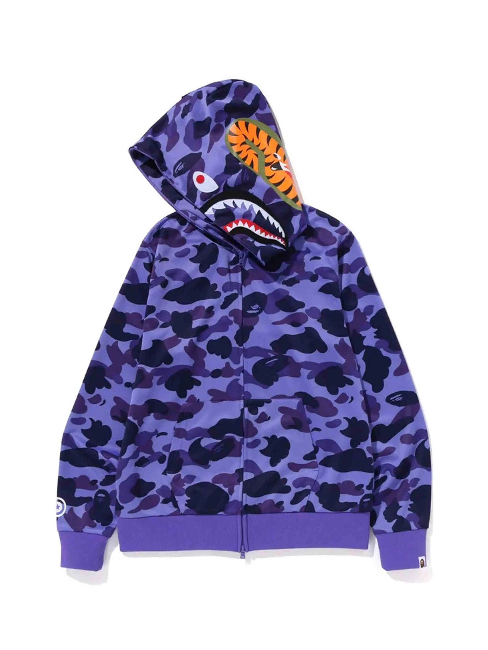 A Bathing Ape BAPE 1st Camo Jersey Shark Full Zip Hoodie Purple Prior