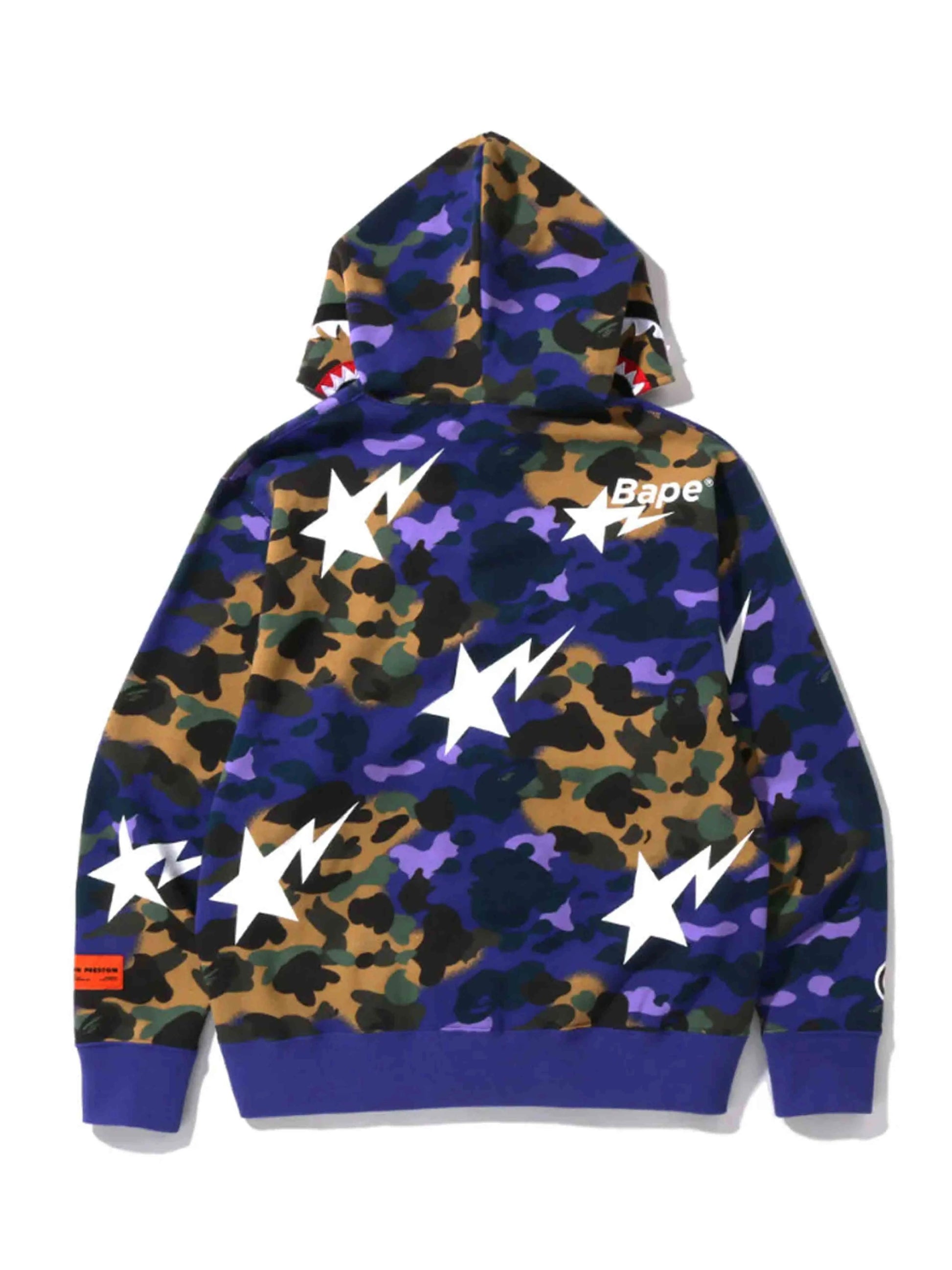 A Bathing Ape Bape x Heron Preston Mix 1st Camo Shark Relaxed Fit Full Zip Hoodie Purple Prior