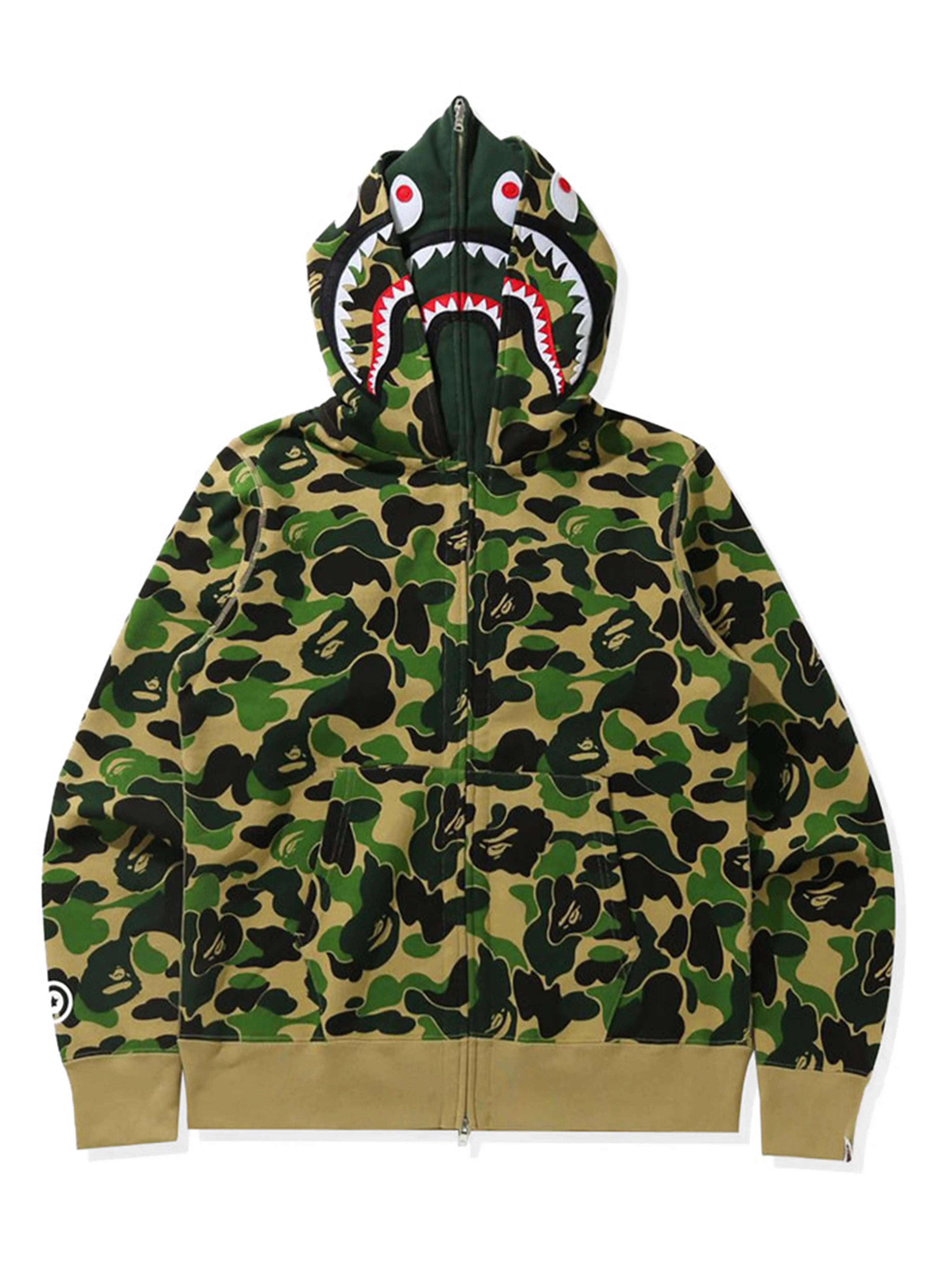 Image of A Bathing Ape Big ABC Camo Shark Wide Full Zip Double Hoodie Green Prior