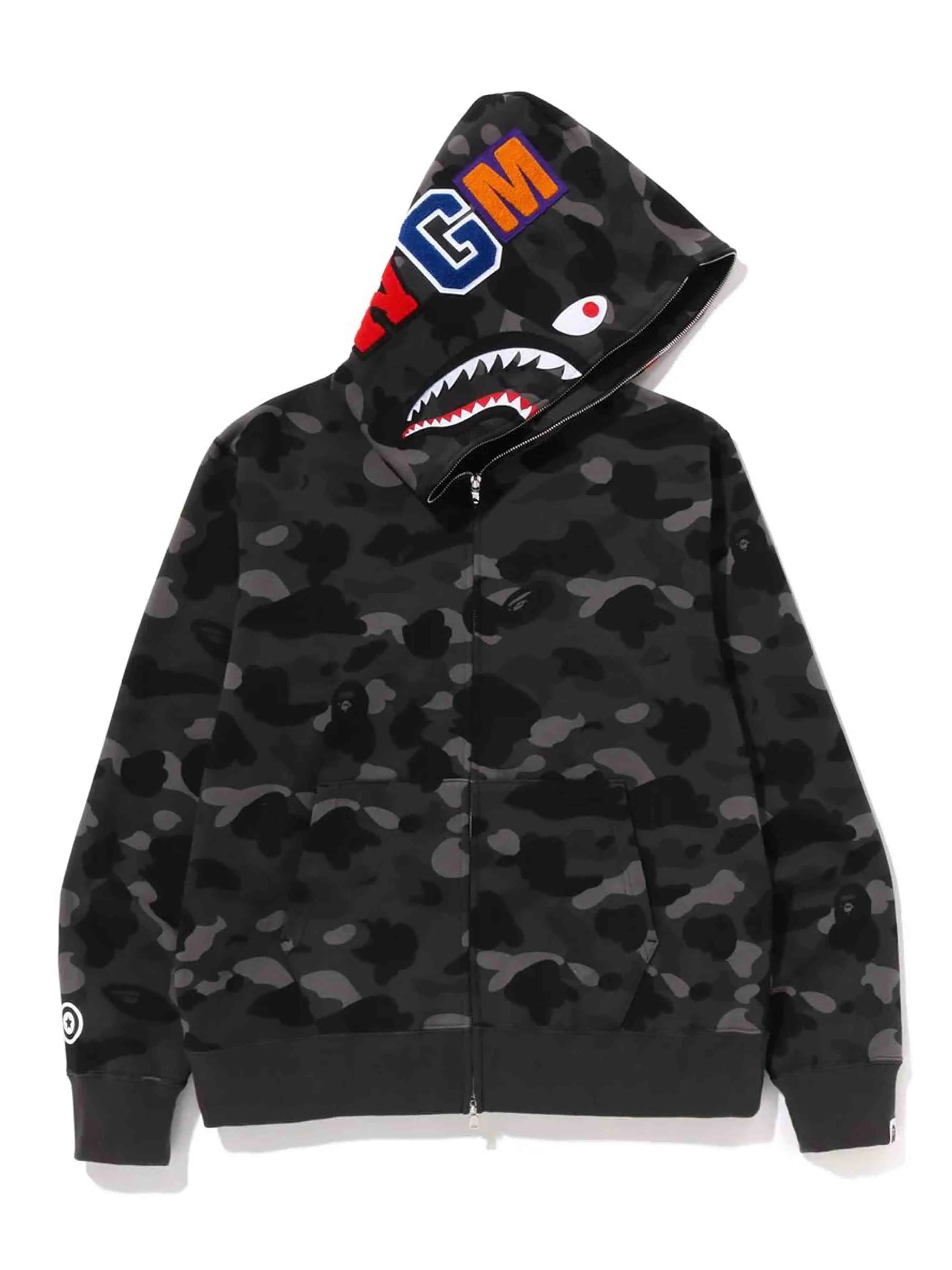 Image of A Bathing Ape Colour Color Camo Shark Full Zip Hoodie Black Prior