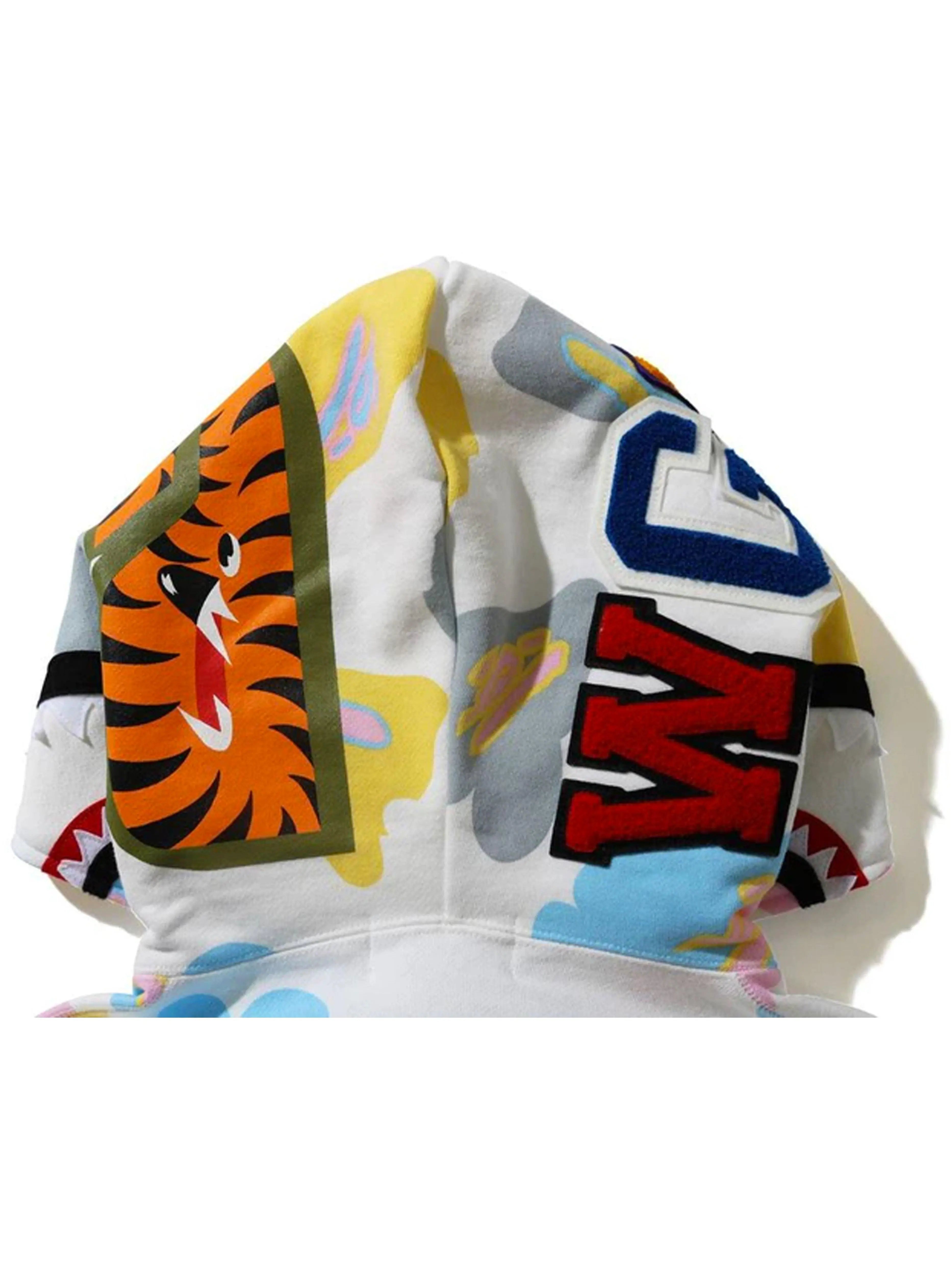 Image of A Bathing Ape Def Camo Shark Full Zip Hoodie White (SS21) Prior