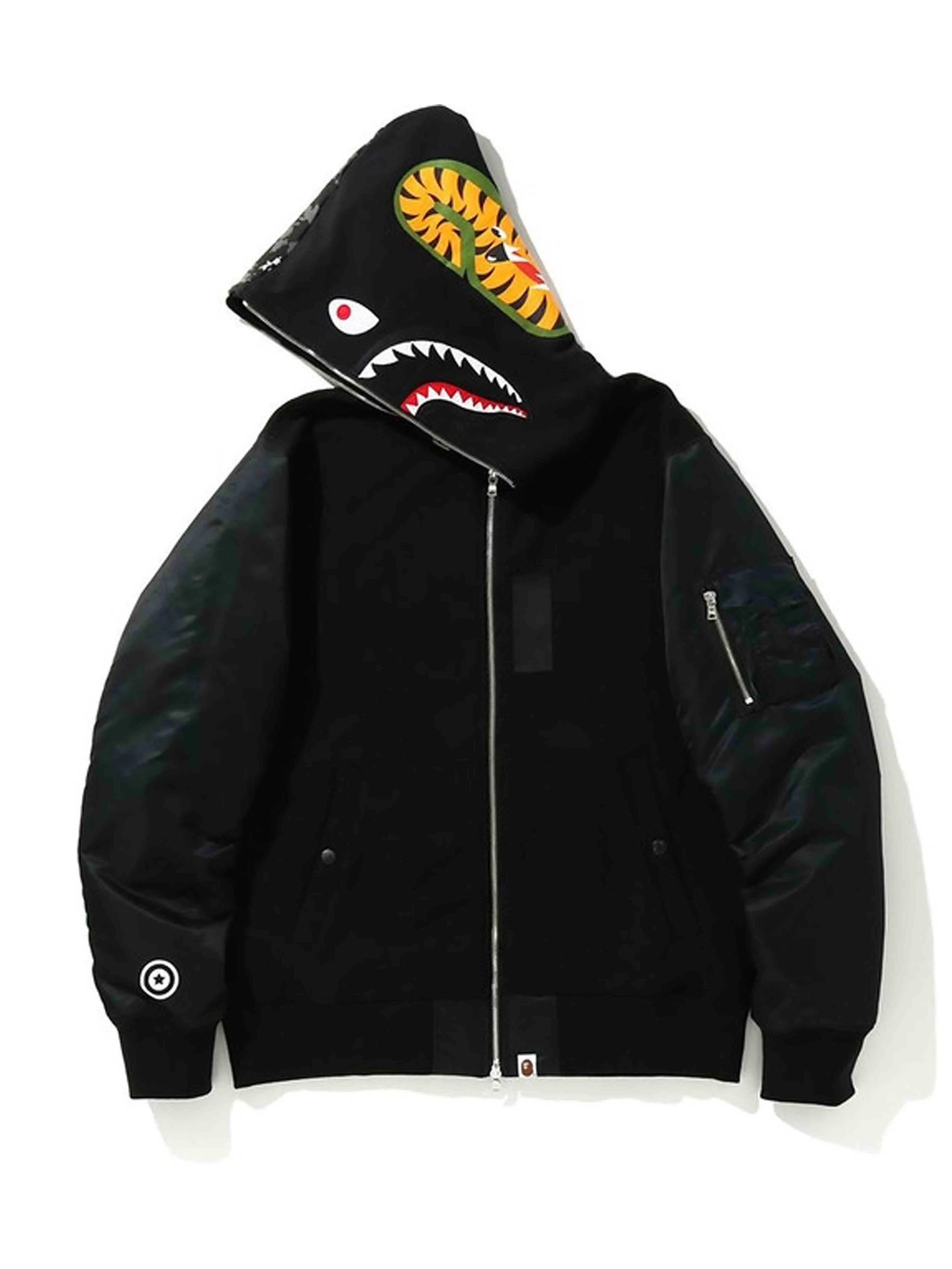 Image of A Bathing Ape Digital Camo Military Shark Full Zip Hoodie Black [SS20] Prior