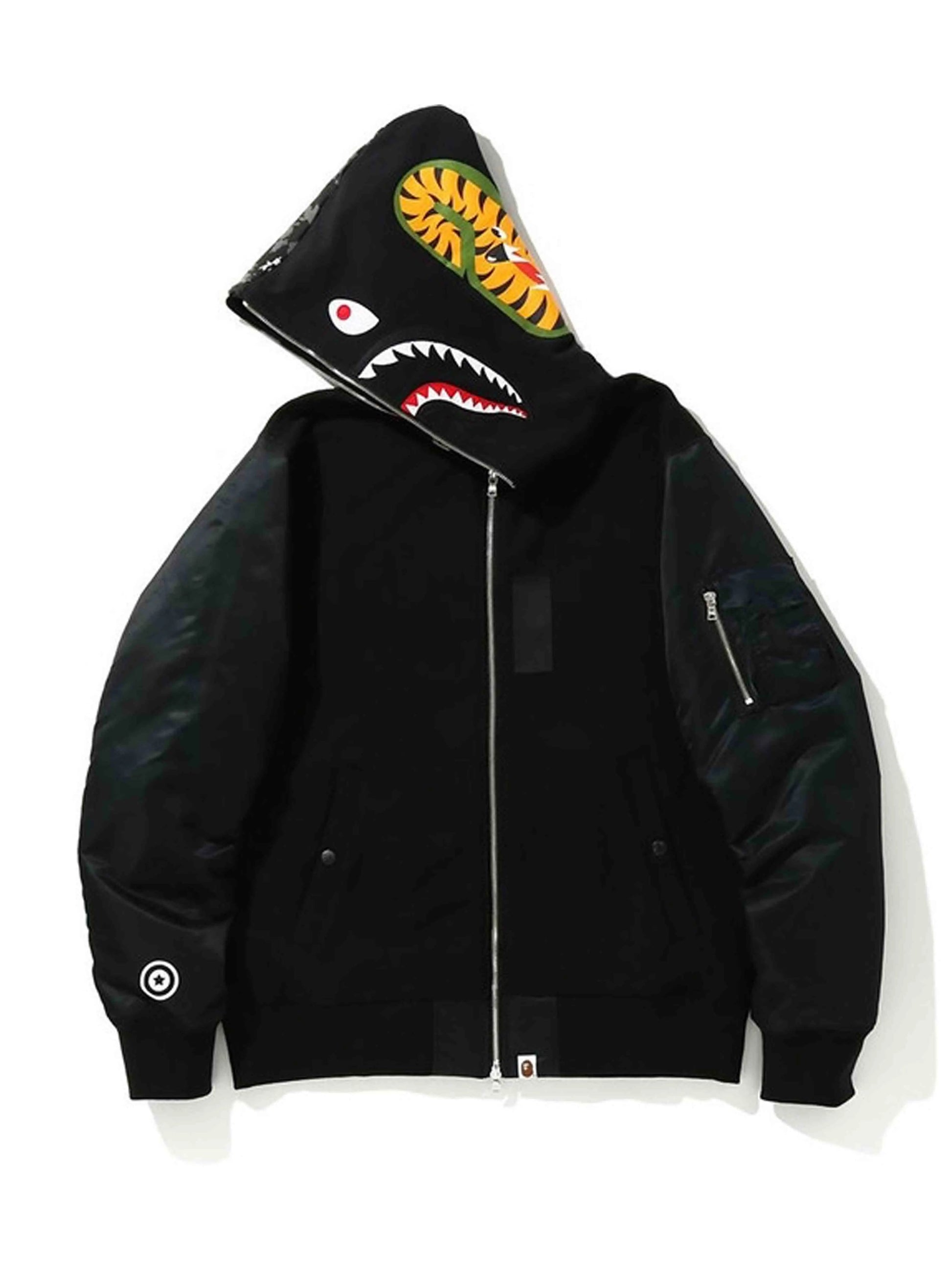 A Bathing Ape Digital Camo Military Shark Full Zip Hoodie Black [SS20] Prior