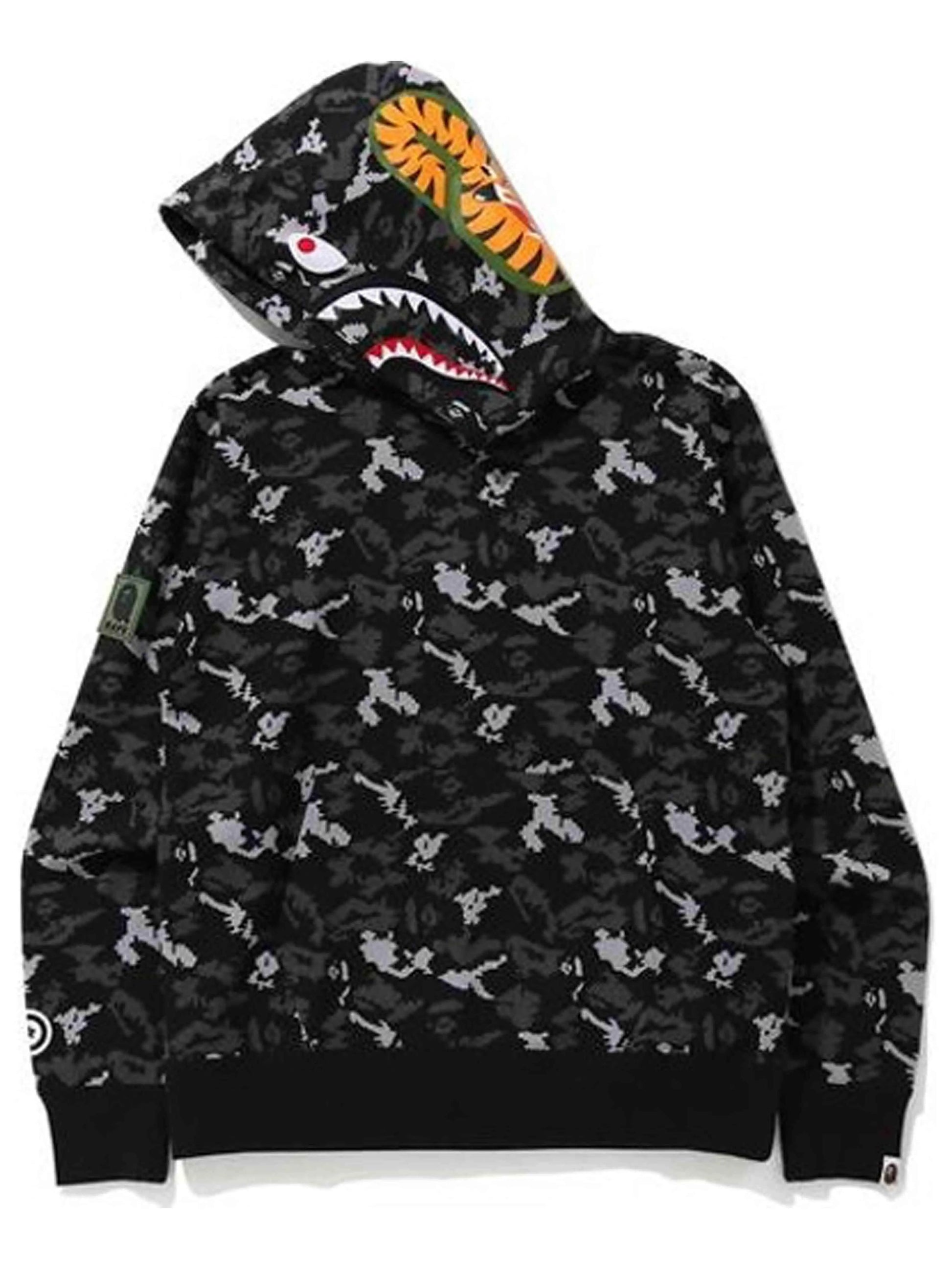 A Bathing Ape Digital Camo Shark Wide Hoodie Black [FW20] Prior