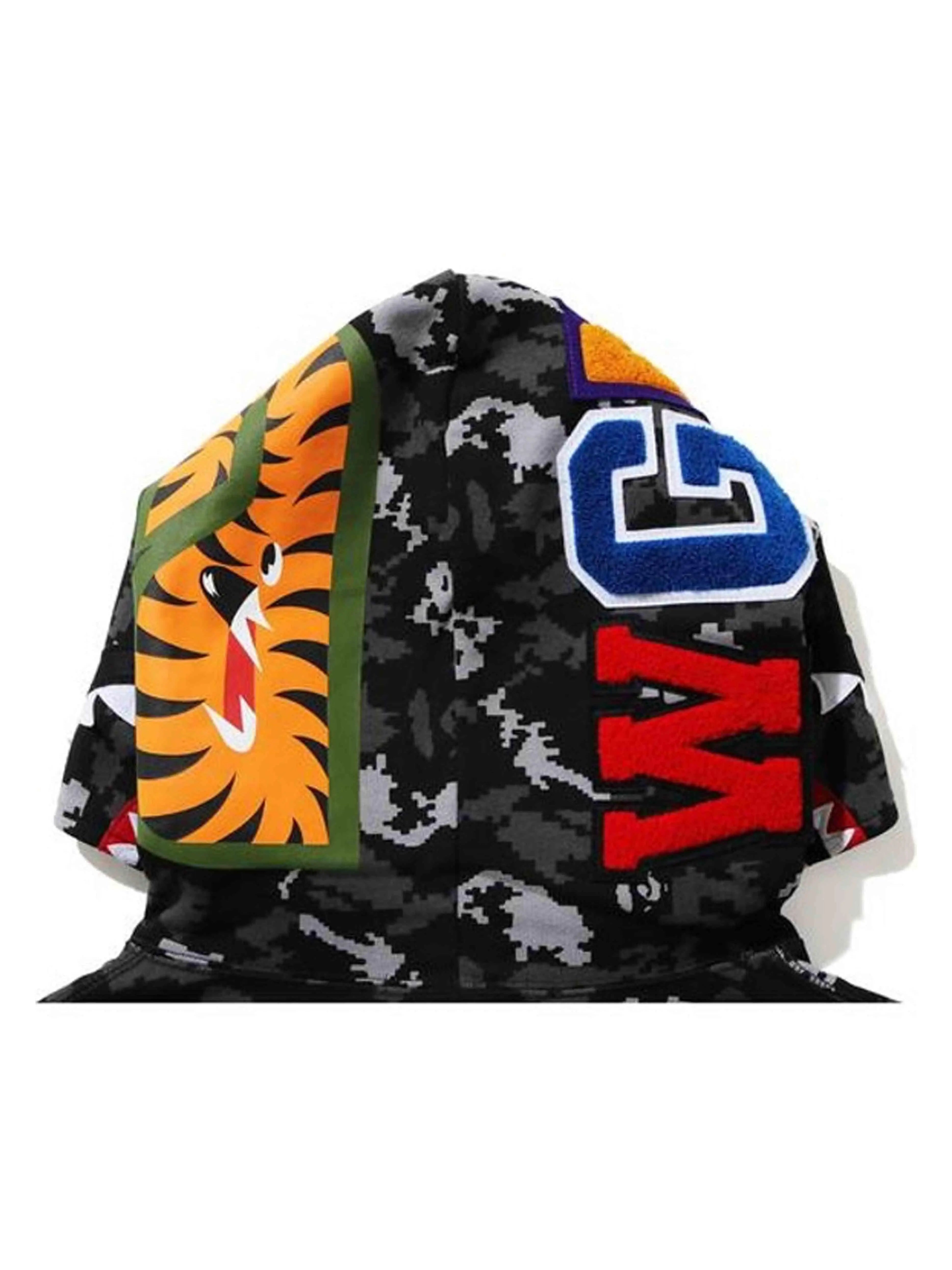 Image of A Bathing Ape Digital Camo Shark Wide Hoodie Black [FW20] Prior
