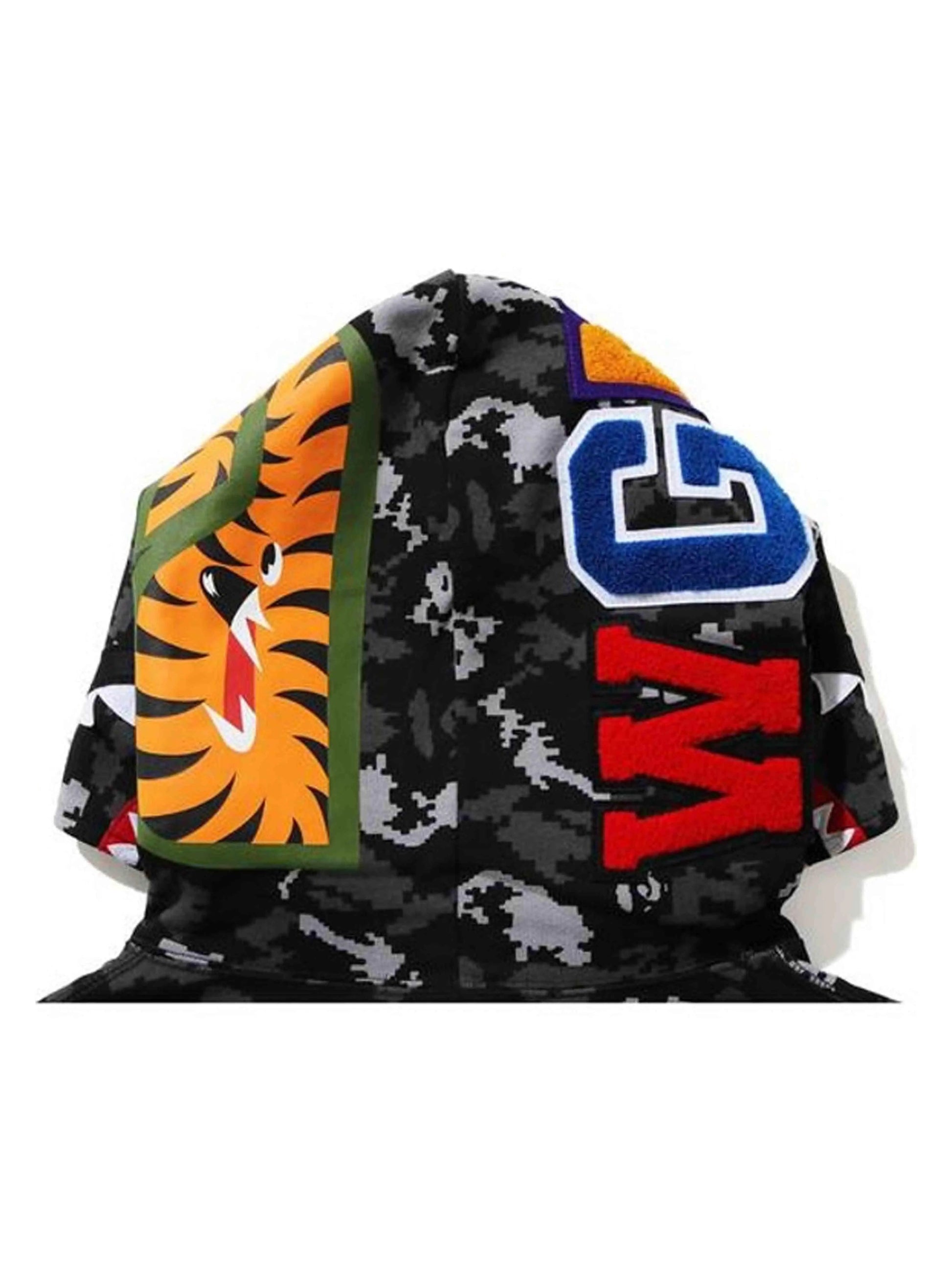 A Bathing Ape Digital Camo Shark Wide Hoodie Black [FW20] Prior