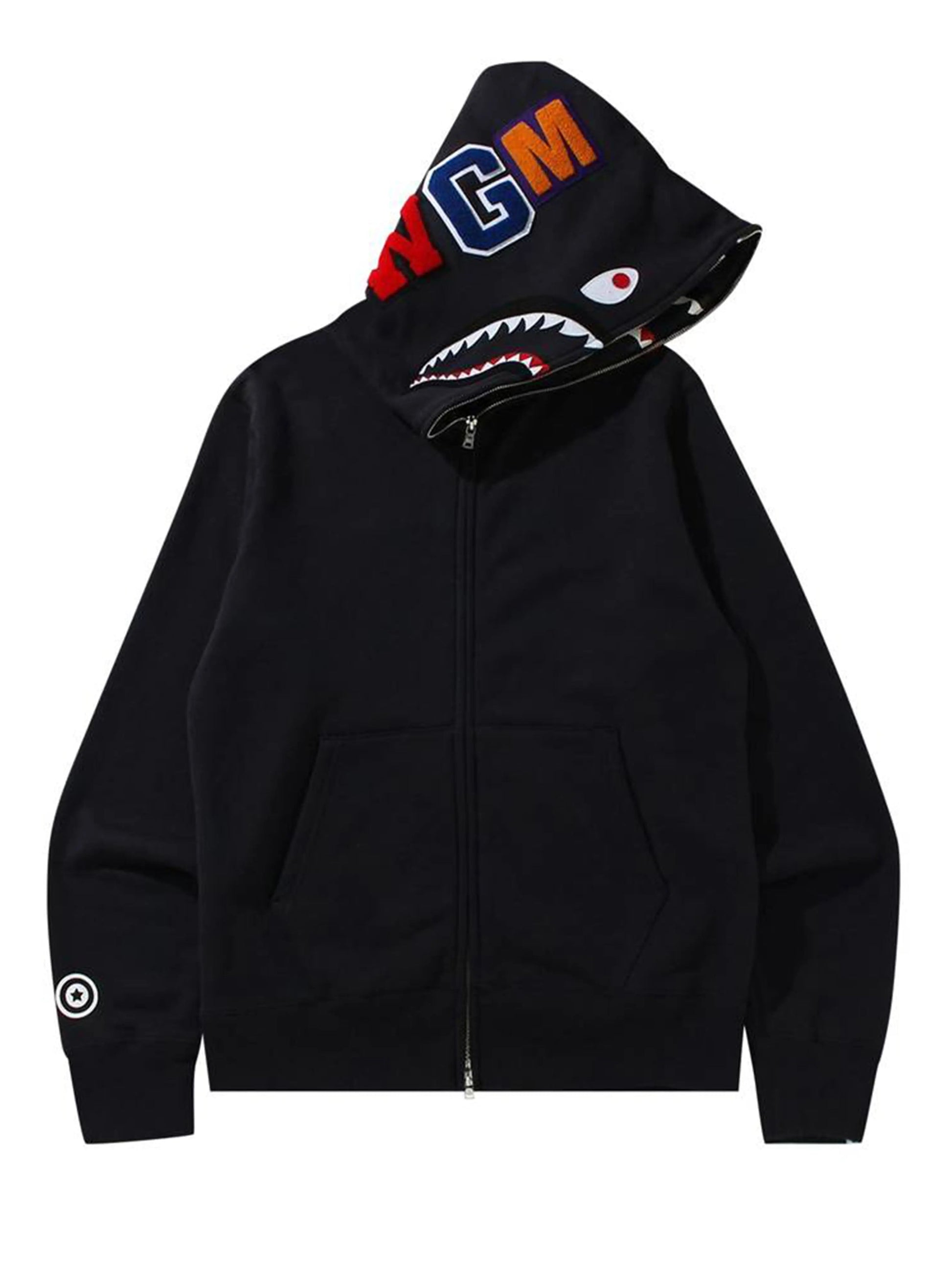A Bathing Ape Double Side Shark Full Zip Hoodie Black [FW21] Prior