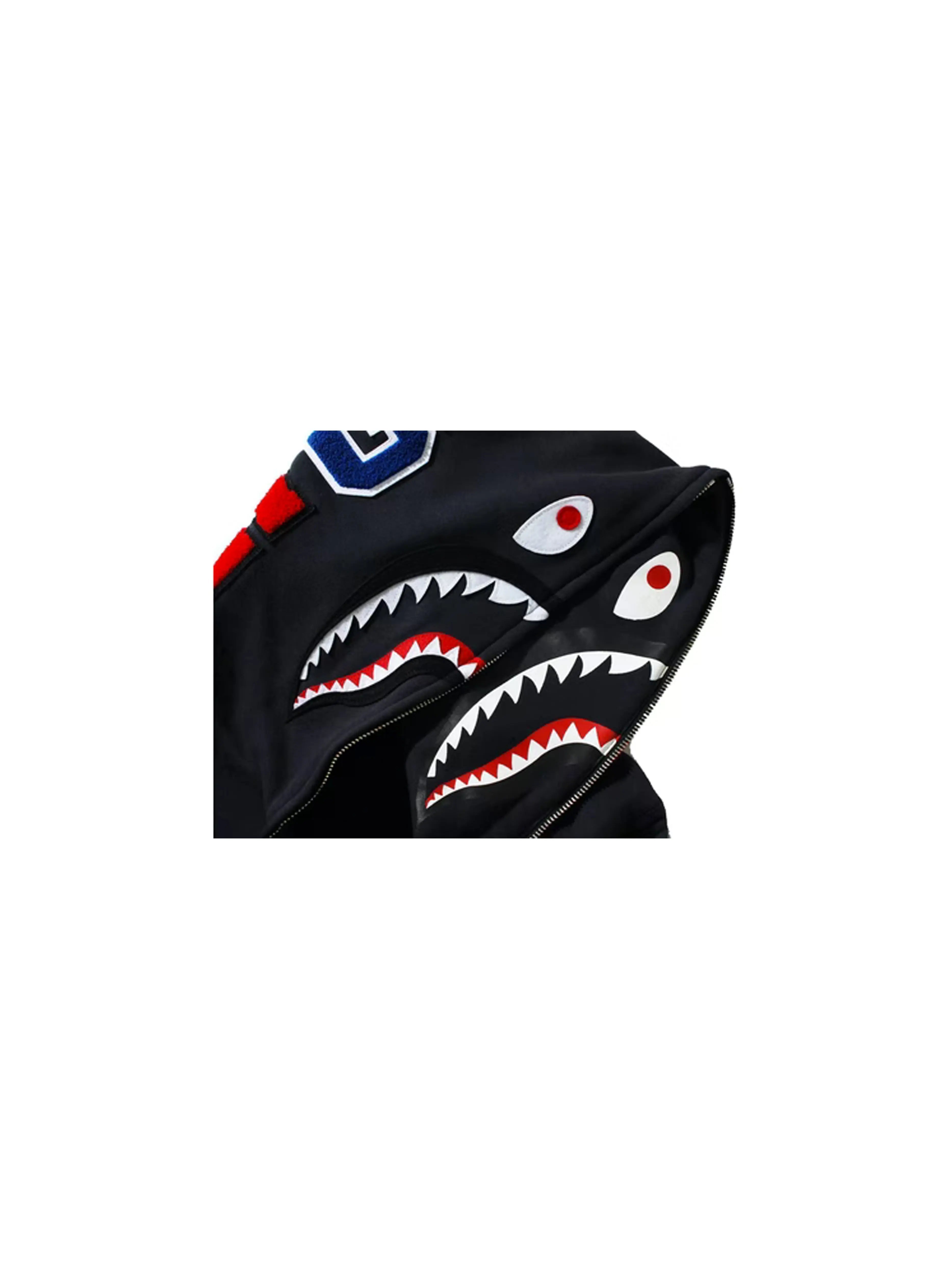 Image of A Bathing Ape Double Side Shark Full Zip Hoodie Black [FW21] Prior