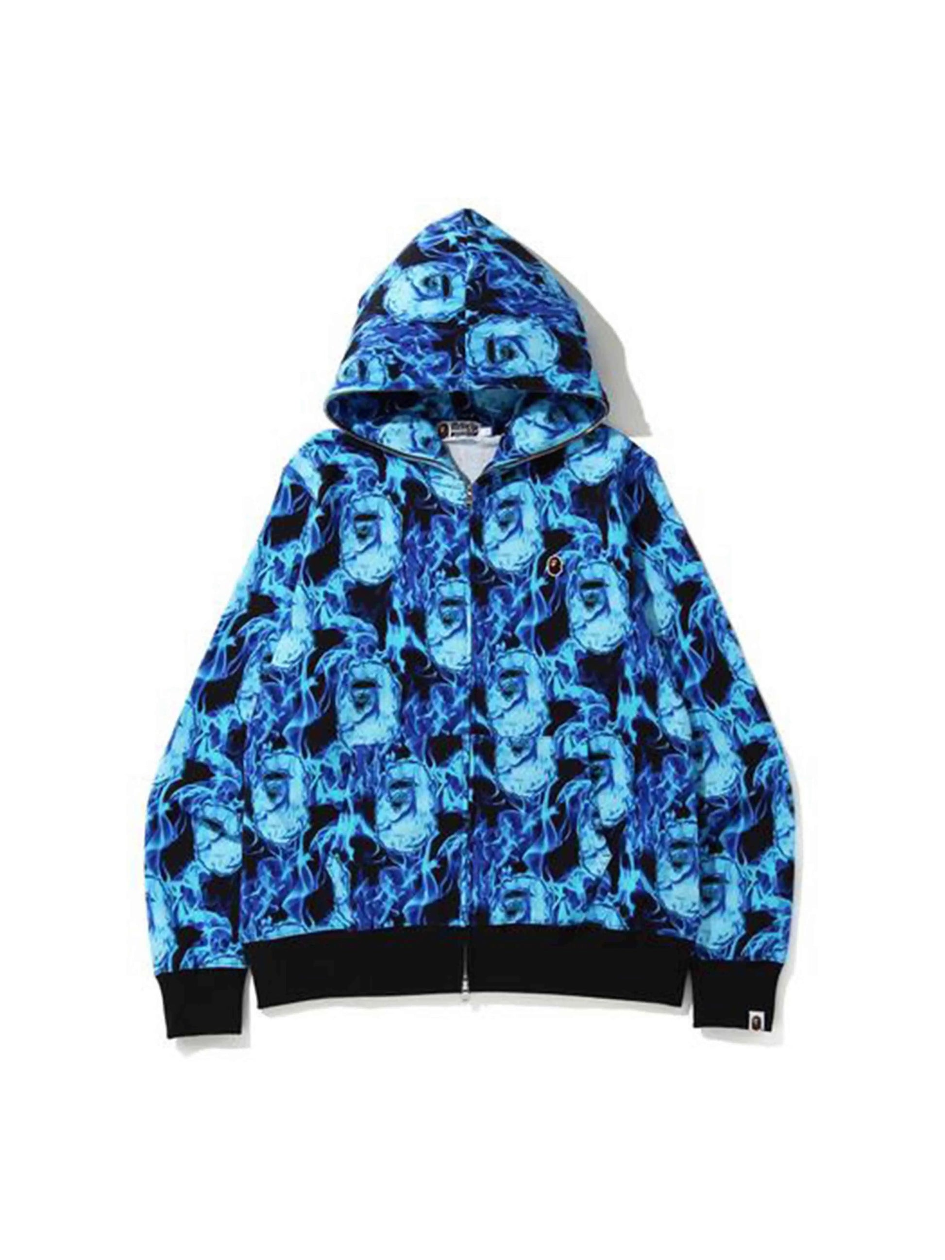 A Bathing Ape Flame Hoodie Blue A Bathing Ape