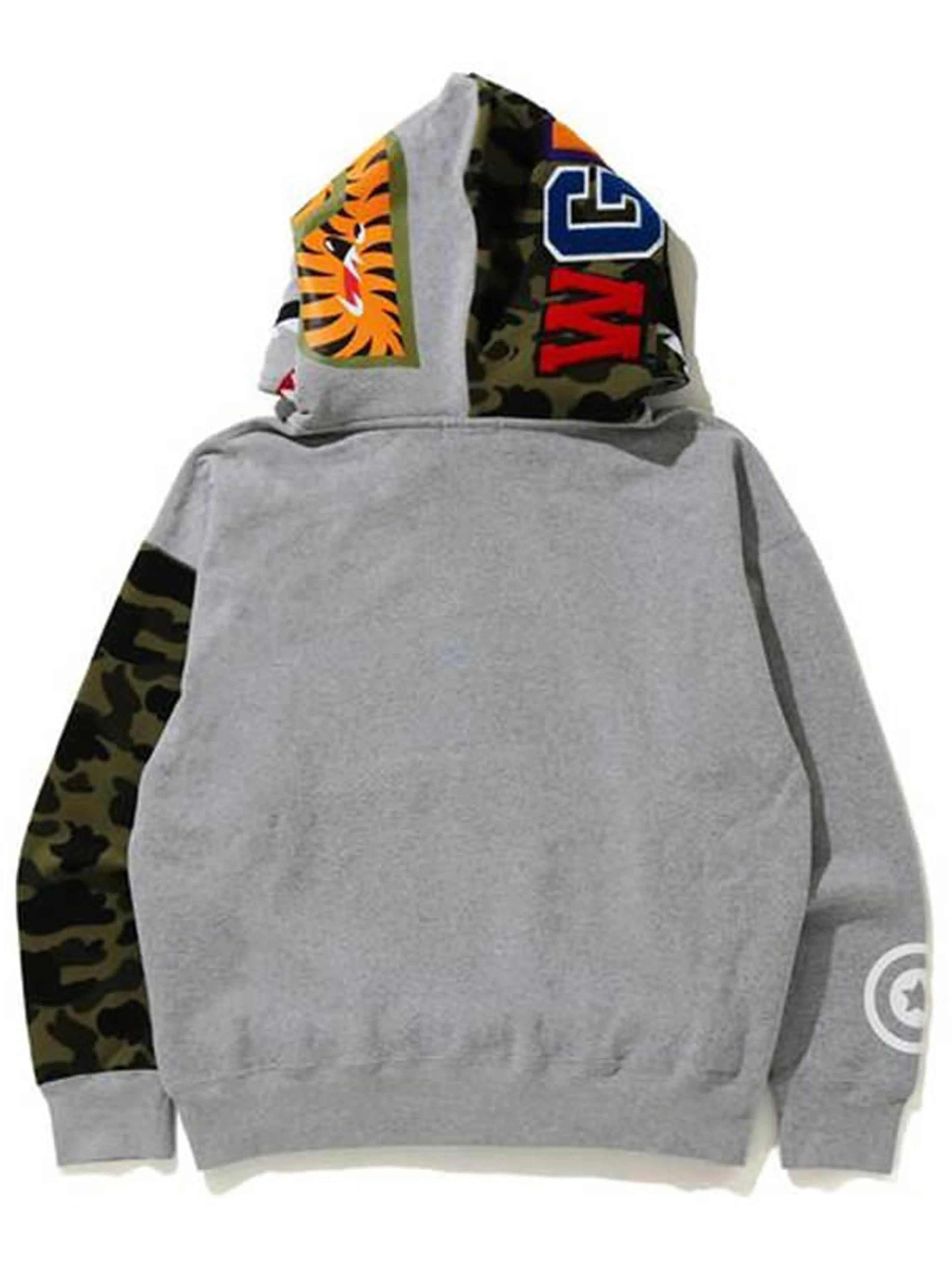 Image of A Bathing Ape Giant Shark Full Zip Hoodie Grey Prior