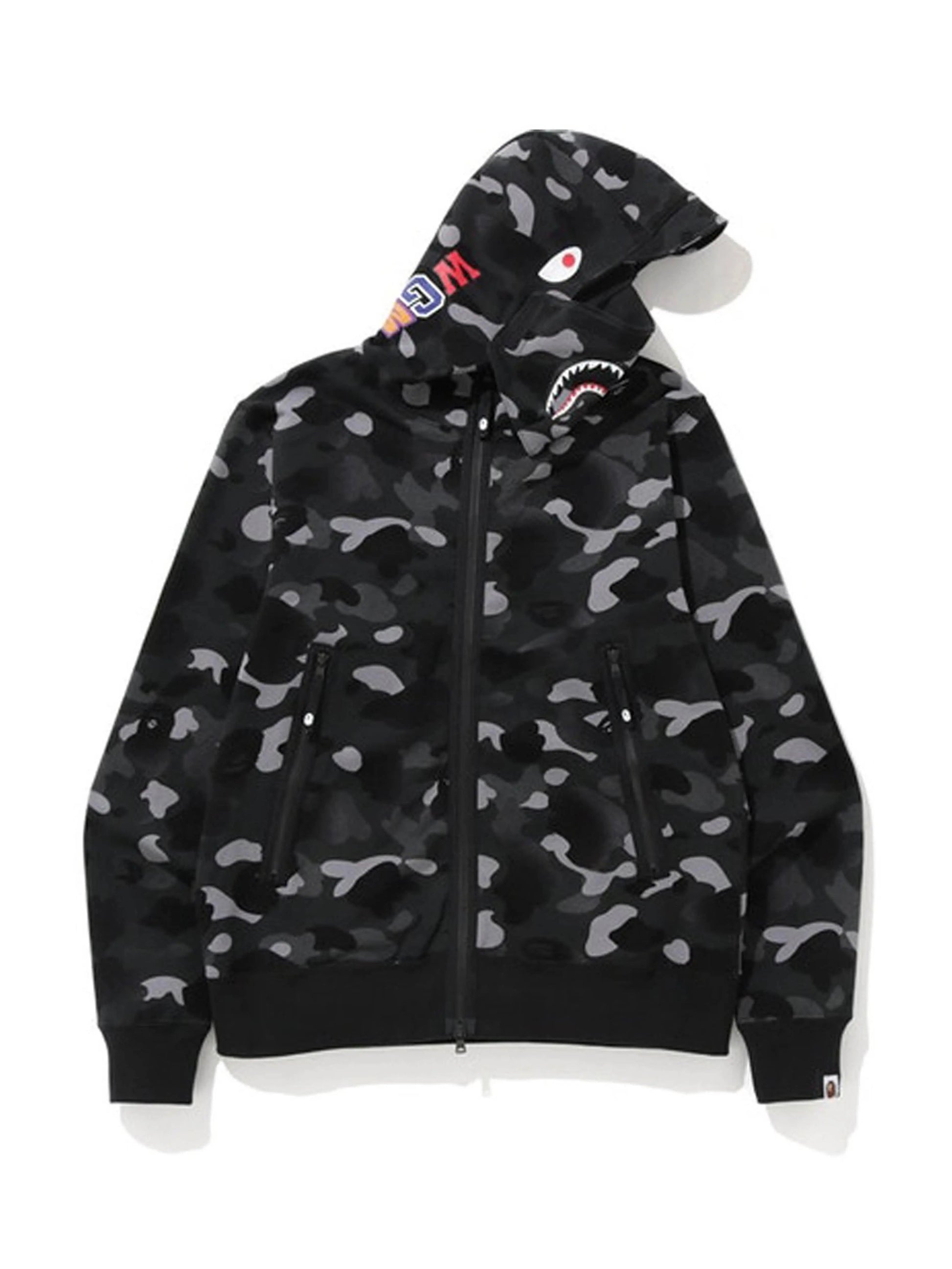 A Bathing Ape Gradation Camo Shark Mask Wide Zip Hoodie Black [FW19] Prior