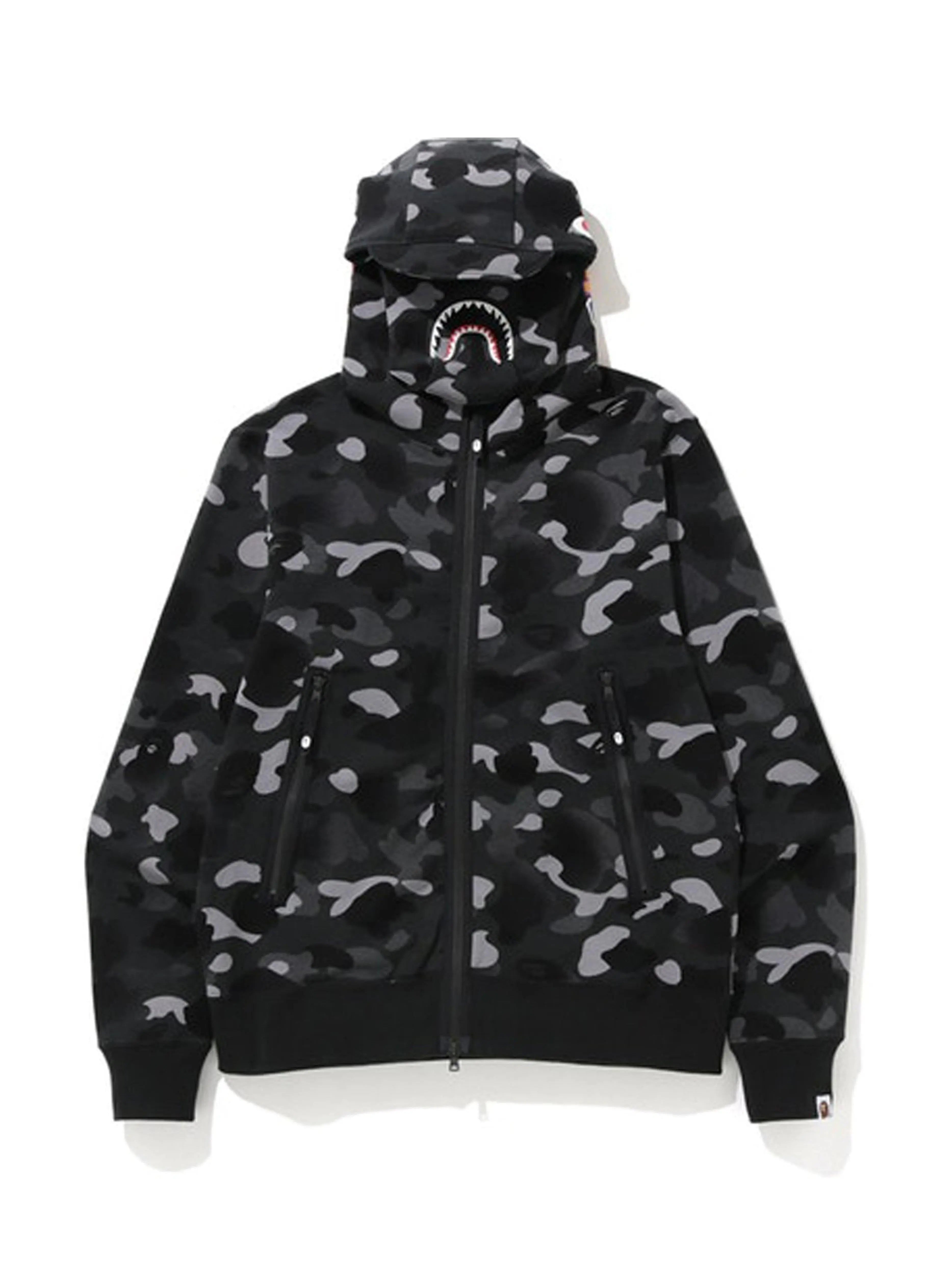 Image of A Bathing Ape Gradation Camo Shark Mask Wide Zip Hoodie Black [FW19] Prior