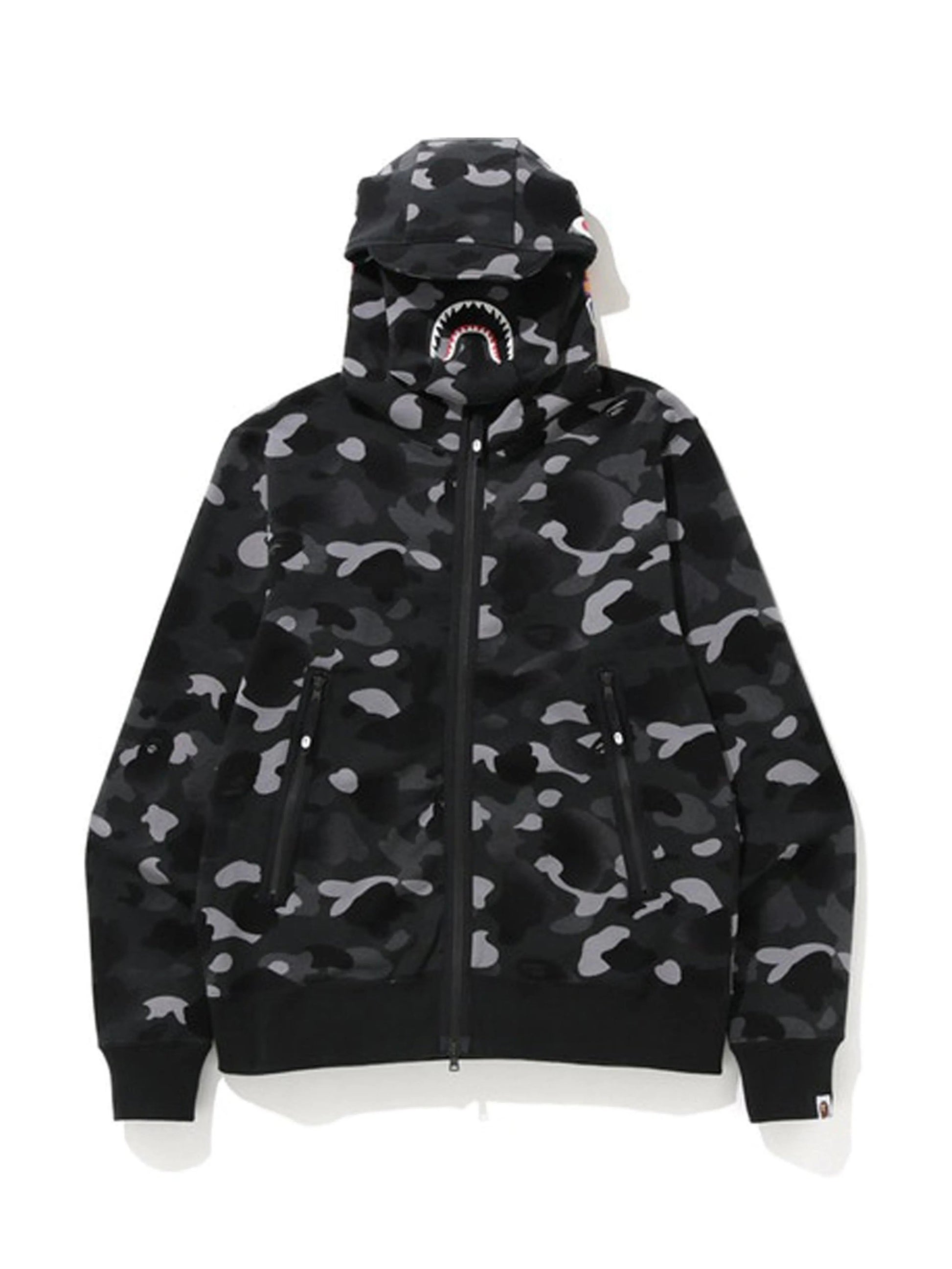 A Bathing Ape Gradation Camo Shark Mask Wide Zip Hoodie Black [FW19] Prior
