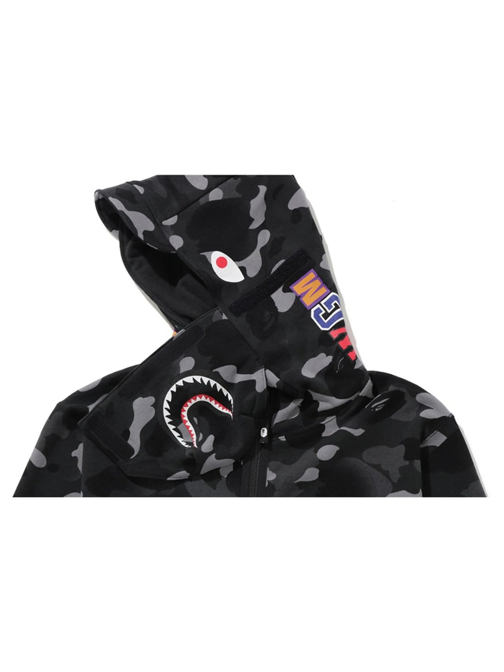 A Bathing Ape Gradation Camo Shark Mask Wide Zip Hoodie Black [FW19] Prior