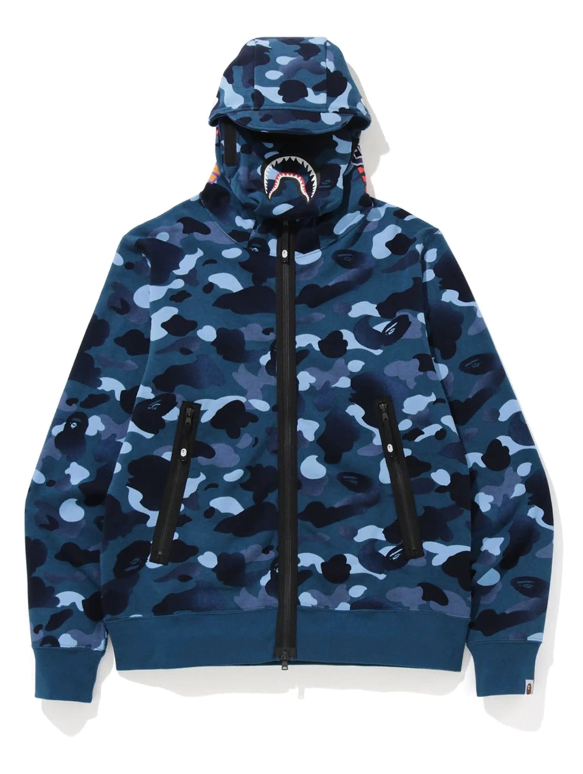 A Bathing Ape Gradation Camo Shark Mask Wide Zip Hoodie Blue [FW19] Prior