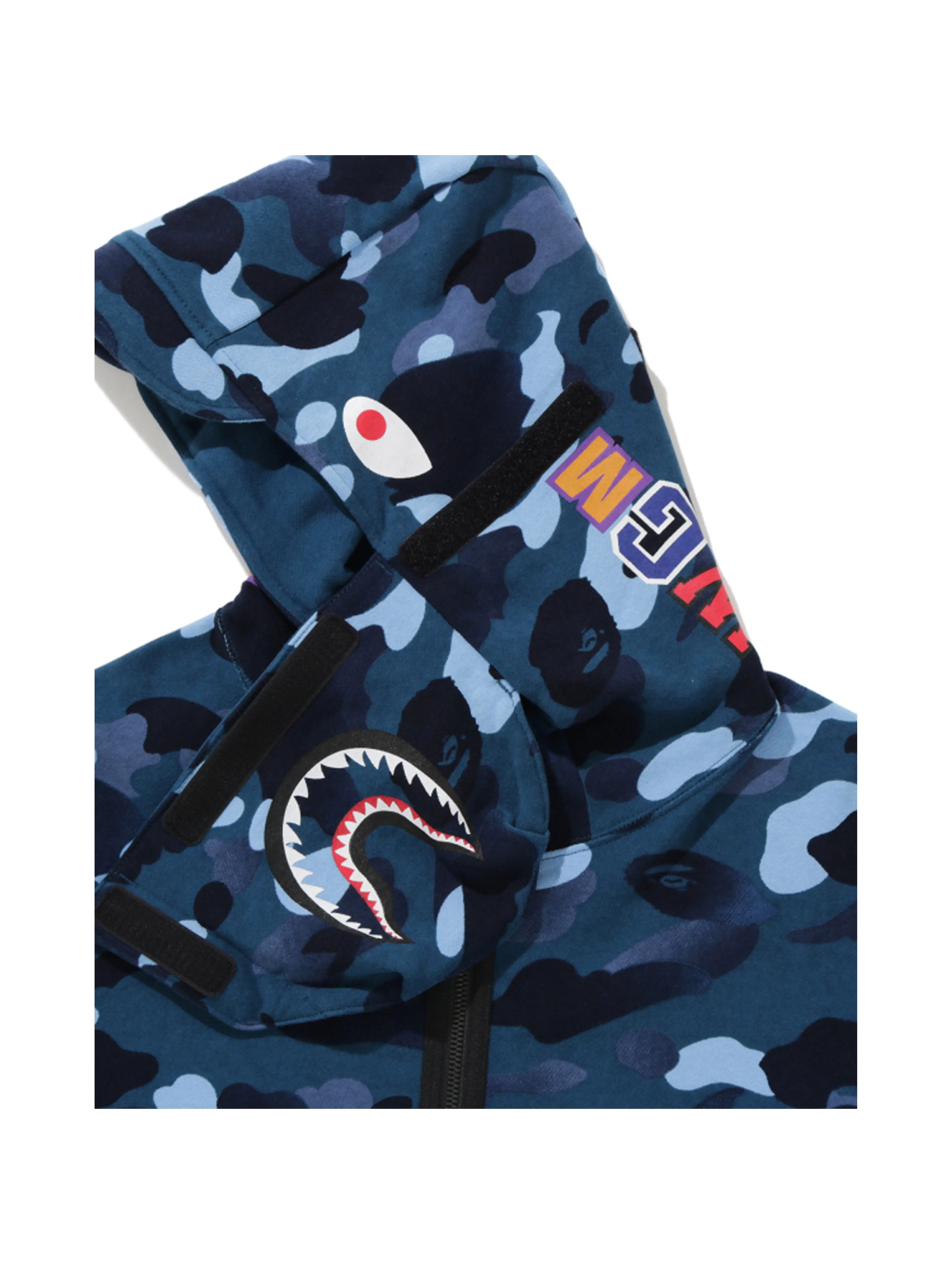 Image of A Bathing Ape Gradation Camo Shark Mask Wide Zip Hoodie Blue [FW19] Prior