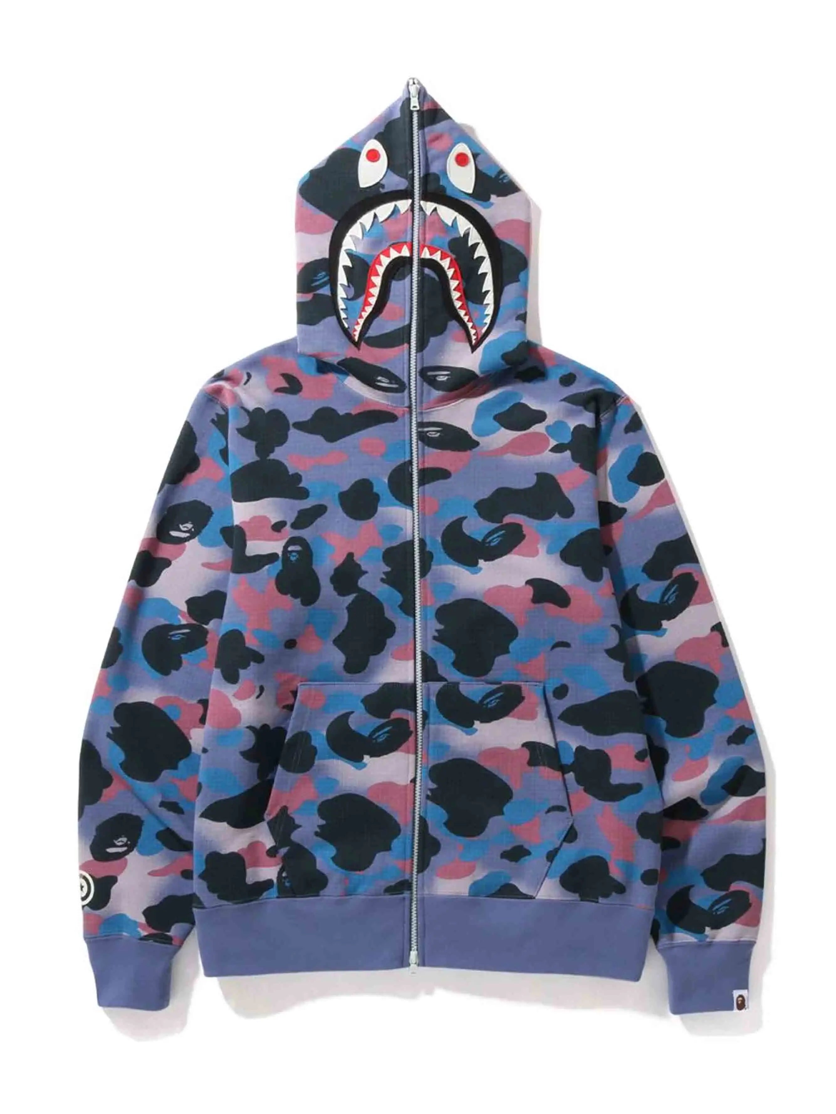 Image of A Bathing Ape Grid Camo Shark Full Zip Hoodie Purple Prior
