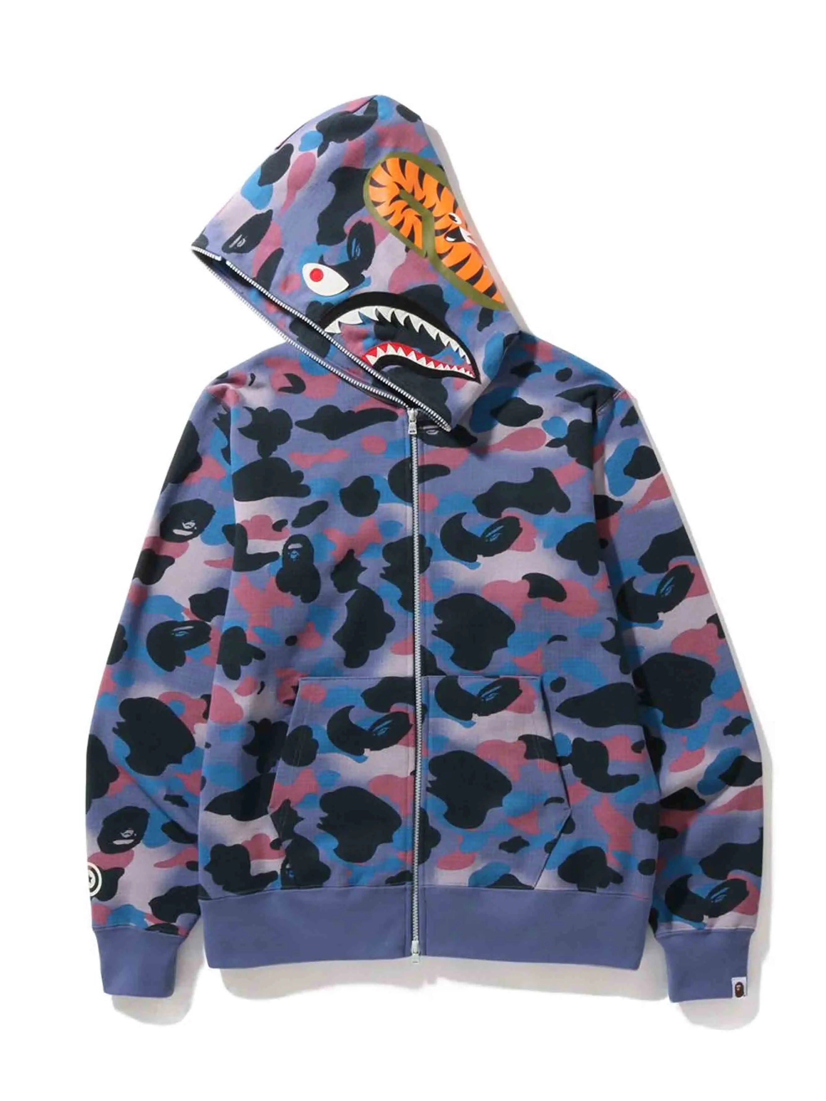 Image of A Bathing Ape Grid Camo Shark Full Zip Hoodie Purple Prior