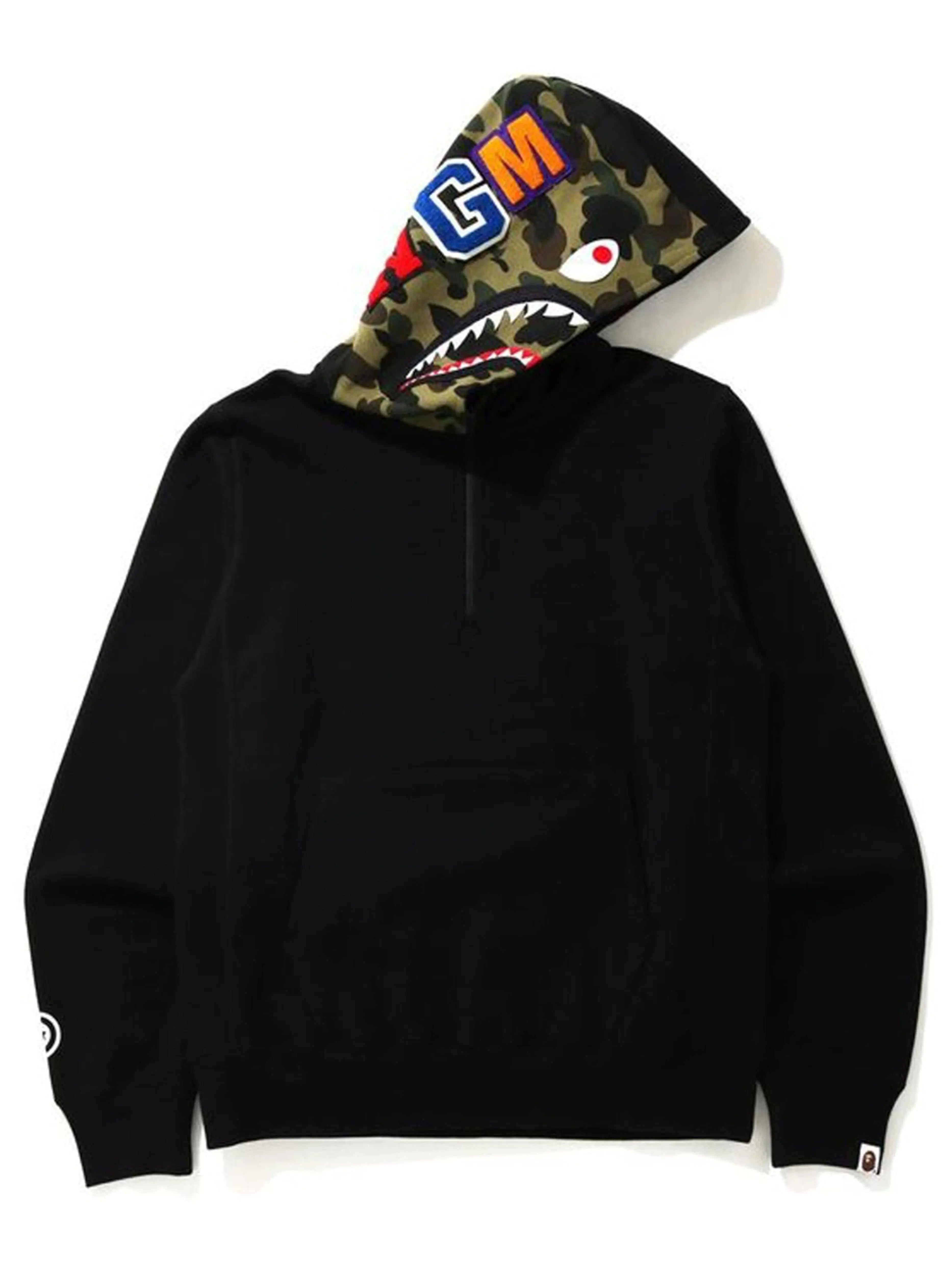 Image of A Bathing Ape Shark Half Zip Pullover Hoodie Black Prior