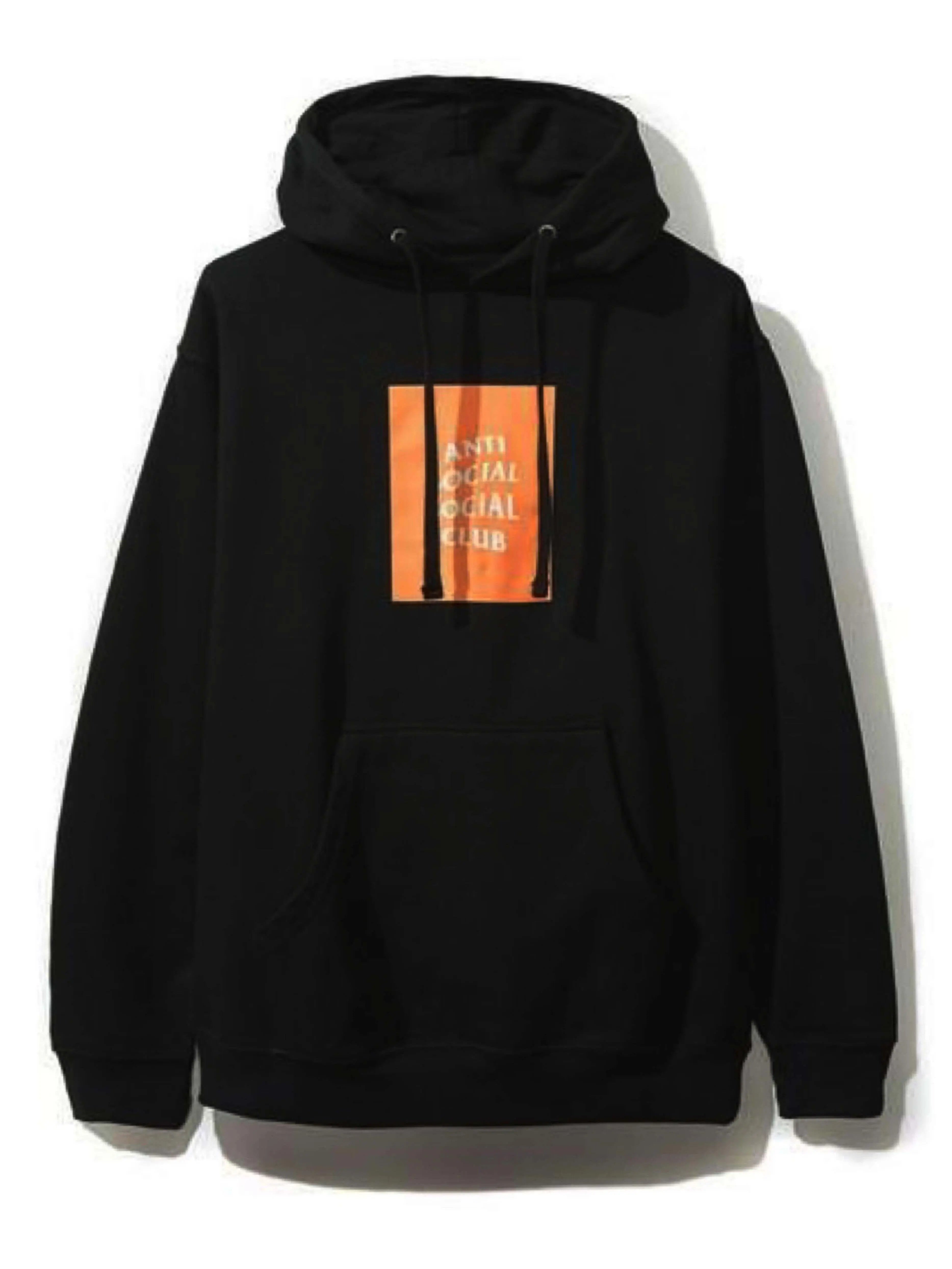 Image of Anti Social Social Club Box Logo Neon Hoodie Orange Anti Social Social Club