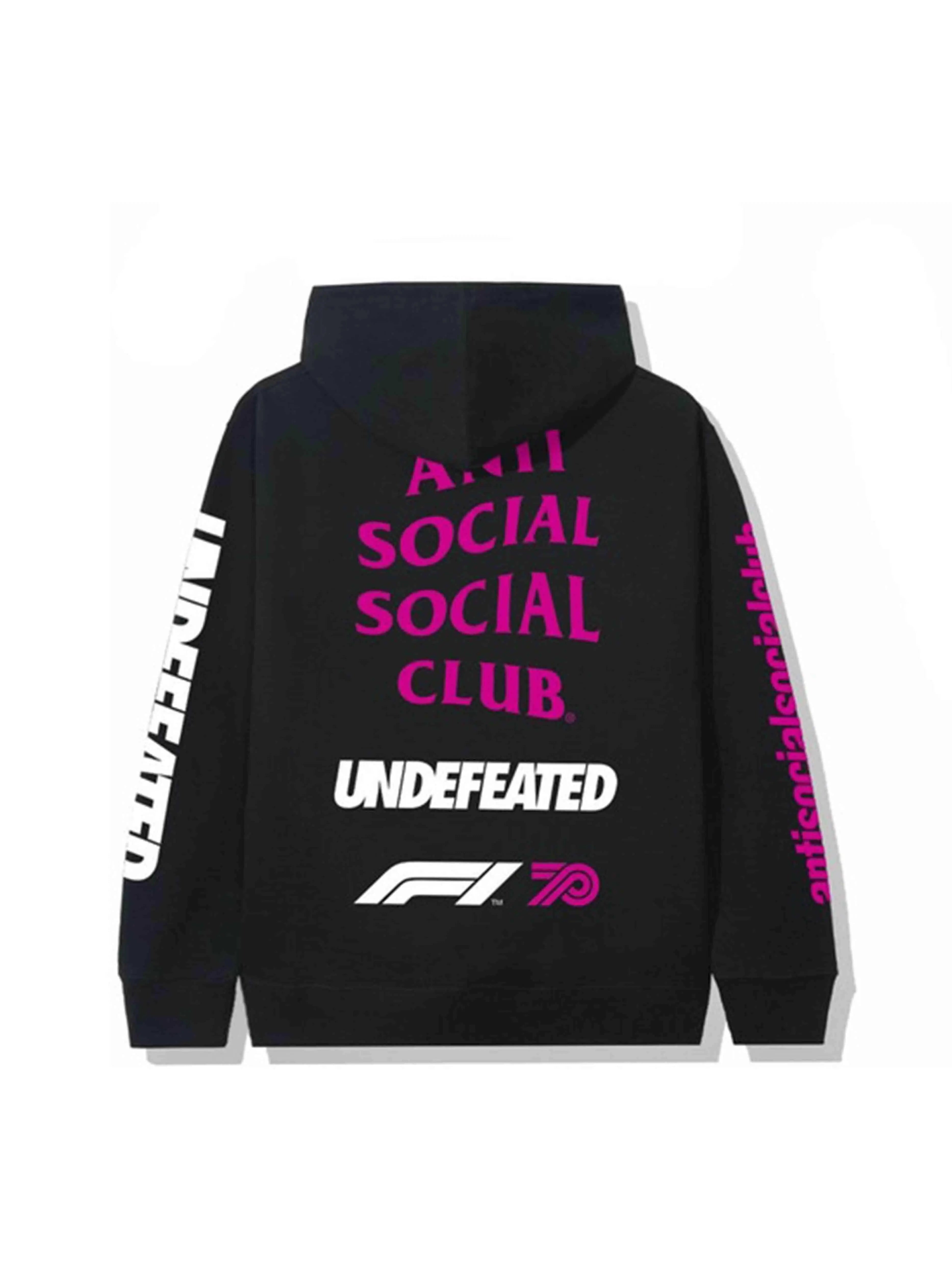Image of Anti Social Social Club X Undefeated F1 Hoodie Black M Anti Social Social Club