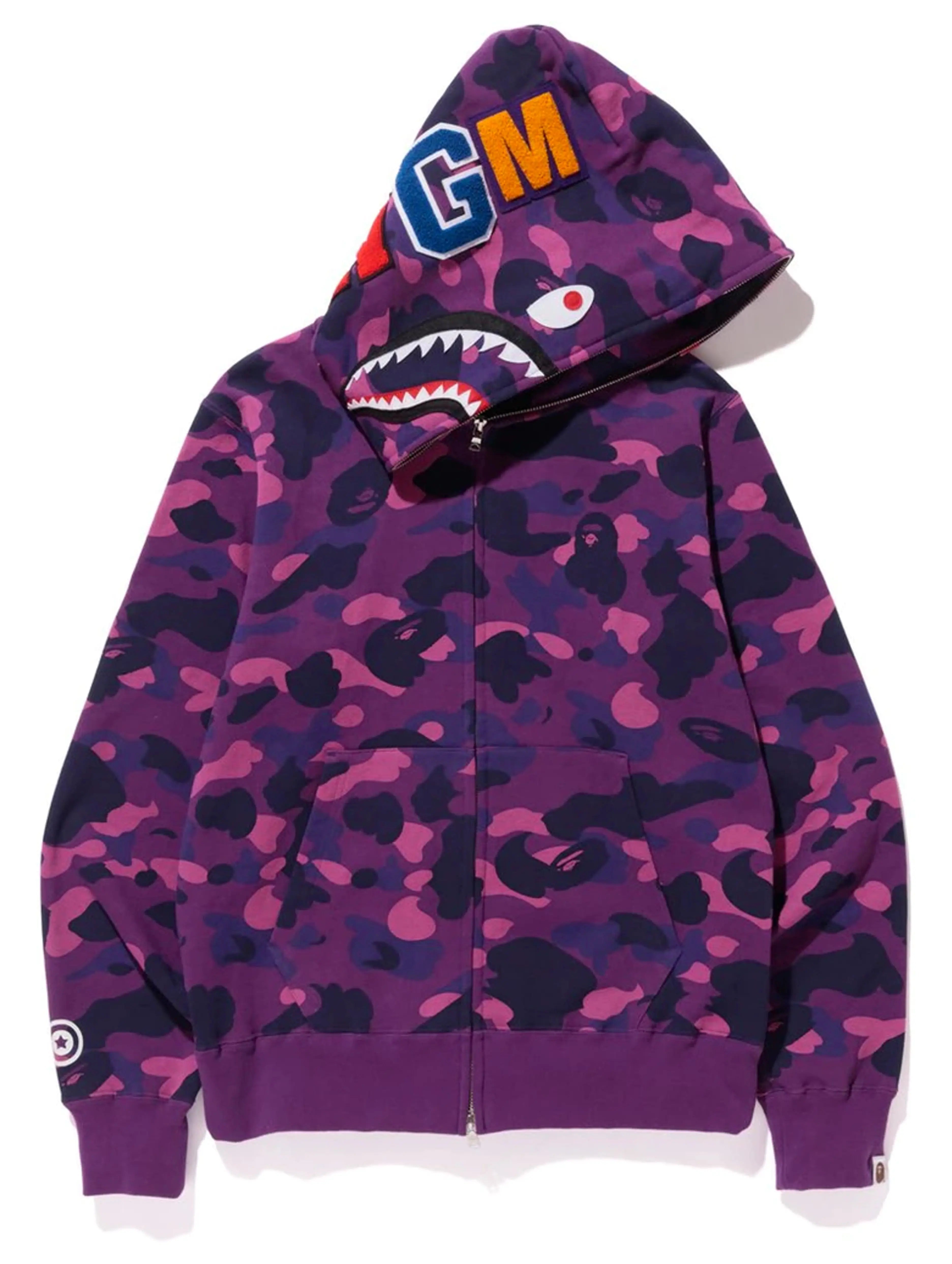 Image of Bape Colour Camo Shark Full Zip Hoodie Purple Prior