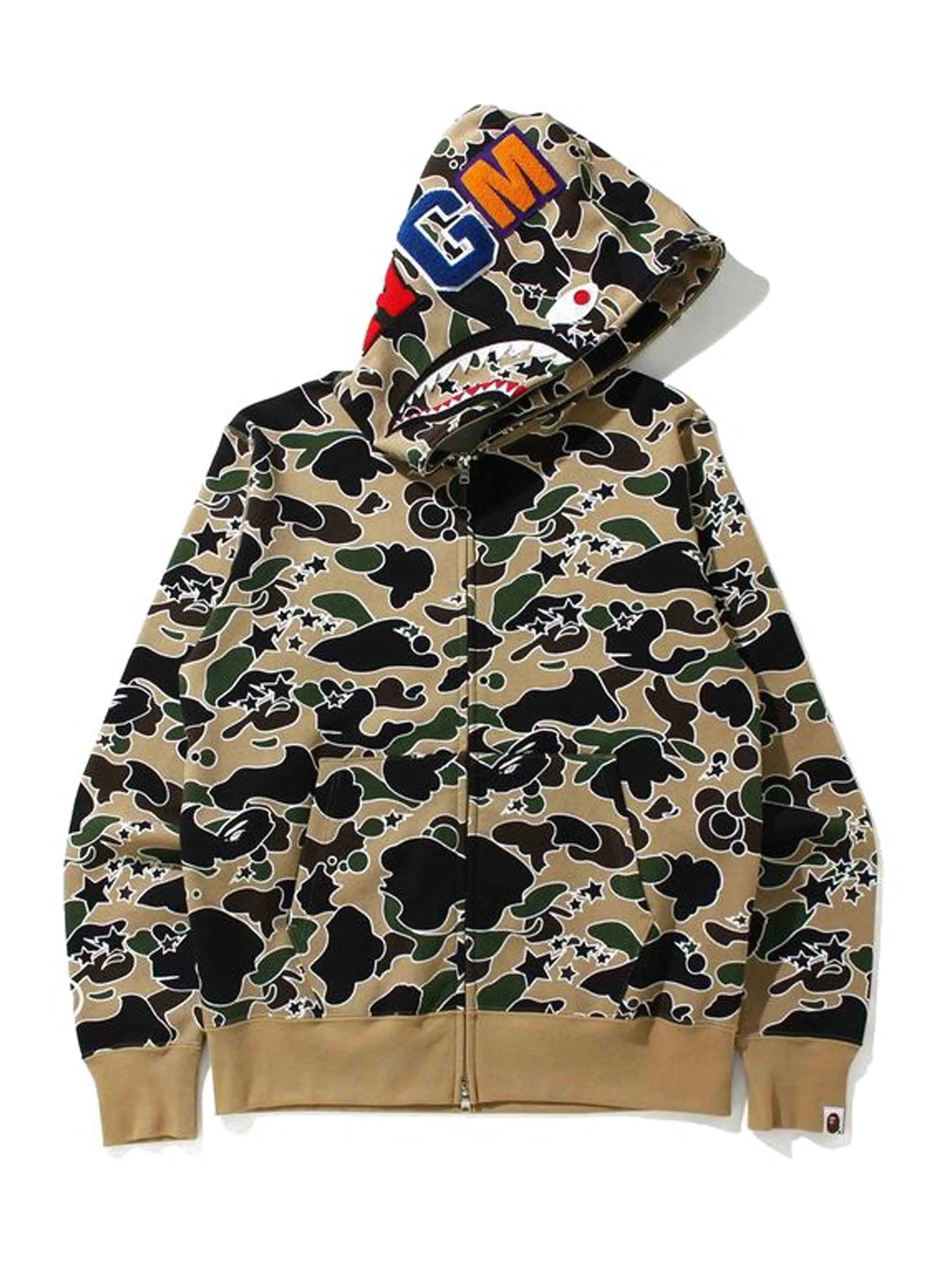 Bape Sta Camo Shark Full Zip Hoodie Yellow [SS21] Prior