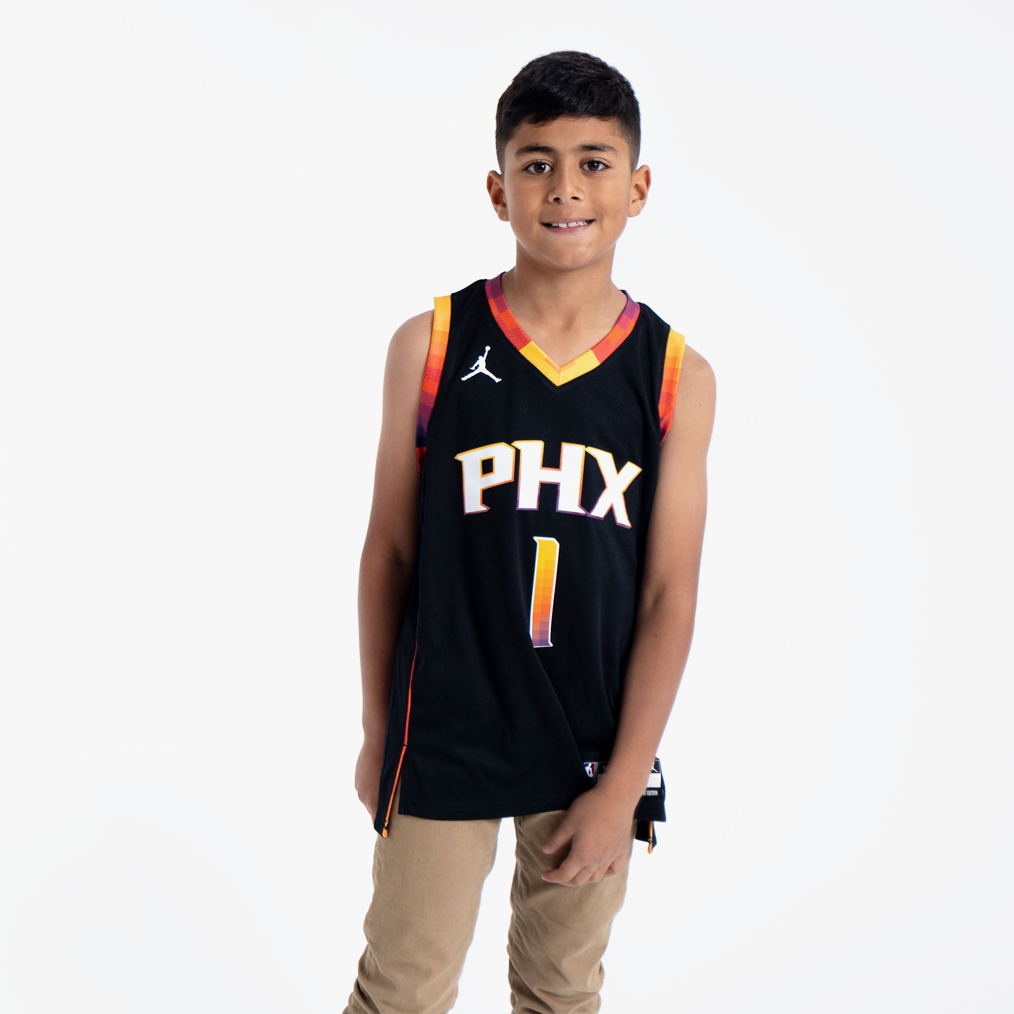 Image of Devin Booker Phoenix Suns 2025 Statement Edition Youth NBA Swingman Jersey