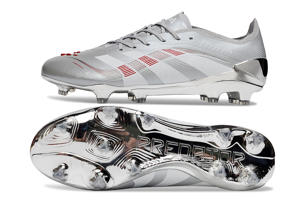 Image of Adidas Predator Elite FG JUDE BELLINGHAM Chrome Dream - Silver Metallic/Legacy Burgundy/Maroon Limited Edition