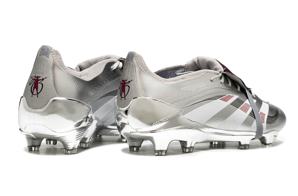 Image of Adidas Predator Elite Fold-over Tongue FG JUDE BELLINGHAM Chrome Dream - Silver Metallic/Legacy Burgundy/Maroon Limited Edition
