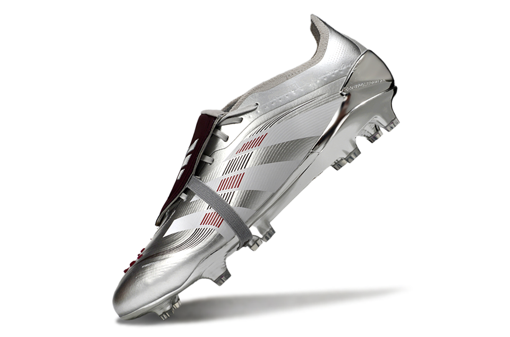 Image of Adidas Predator Elite Fold-over Tongue FG JUDE BELLINGHAM Chrome Dream - Silver Metallic/Legacy Burgundy/Maroon Limited Edition