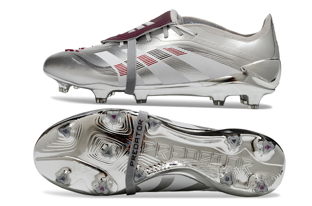 Adidas Predator Elite Fold-over Tongue FG JUDE BELLINGHAM Chrome Dream - Silver Metallic/Legacy Burgundy/Maroon Limited Edition