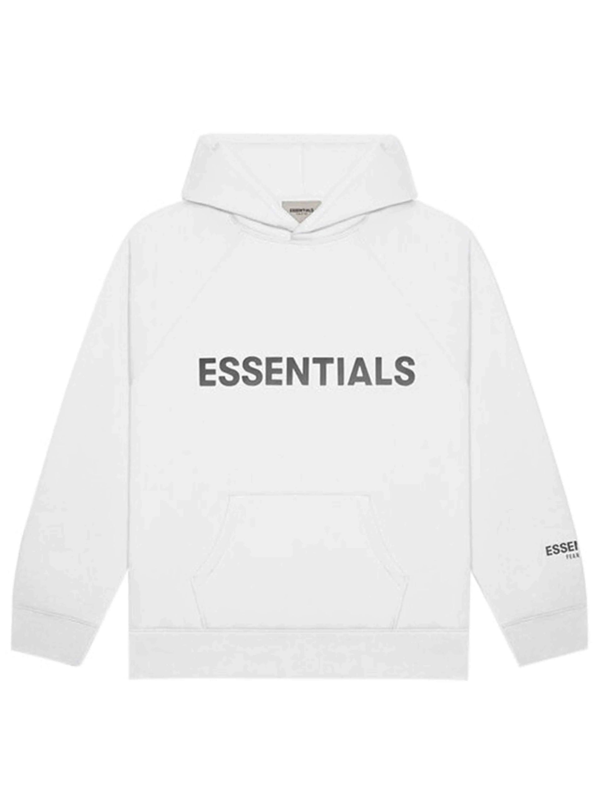 FOG ESSENTIALS 3D Silicon Applique Pullover Hoodie White Fear Of God Essentials